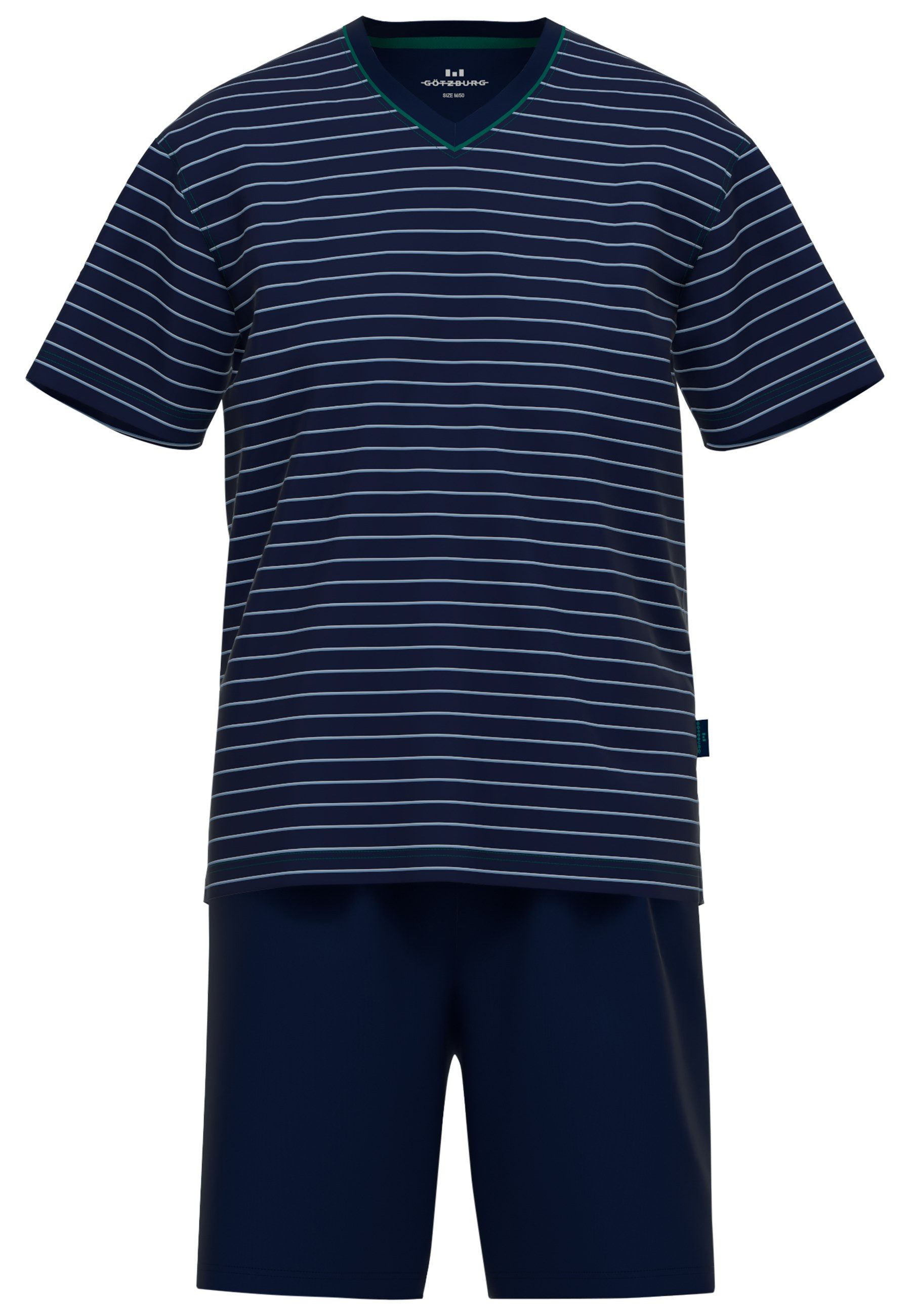 GÖTZBURG Shorty Bray (2 tlg) Kurzarm, V-Ausschnitt, kurze Hose, Baumwollmix, kühlend, bügelfrei