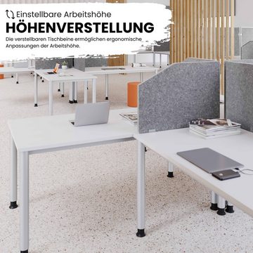 bümö Schreibtisch Serie-H, Gestell: Graphit, Rechteck: 180 x 80 cm - Dekor: Weiß