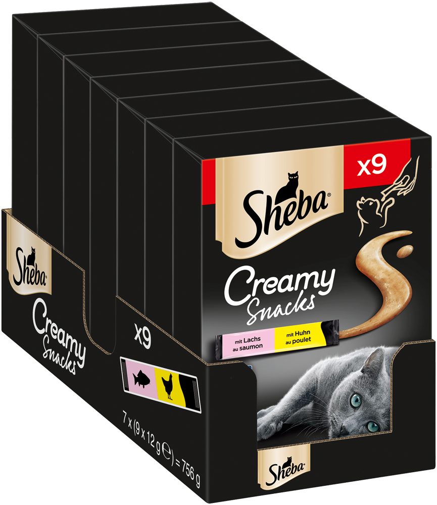 Sheba SHEBA® Beutel Creamy Snacks mit Huhn und Lachs 7 x 9 x 12g, Snack für: Katze von Sheba