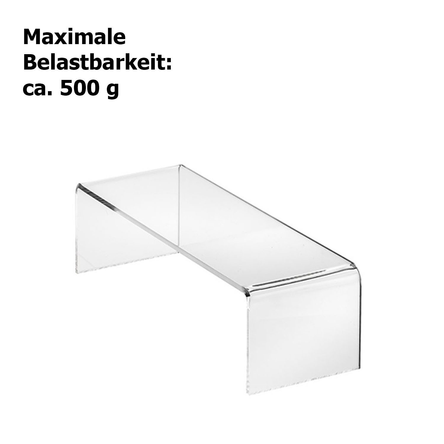 ogoPLUS Organizer Dekobrücke 200 x 70 x 50 mm, 3 mm Acrylglas, Warenträger, Dekoration