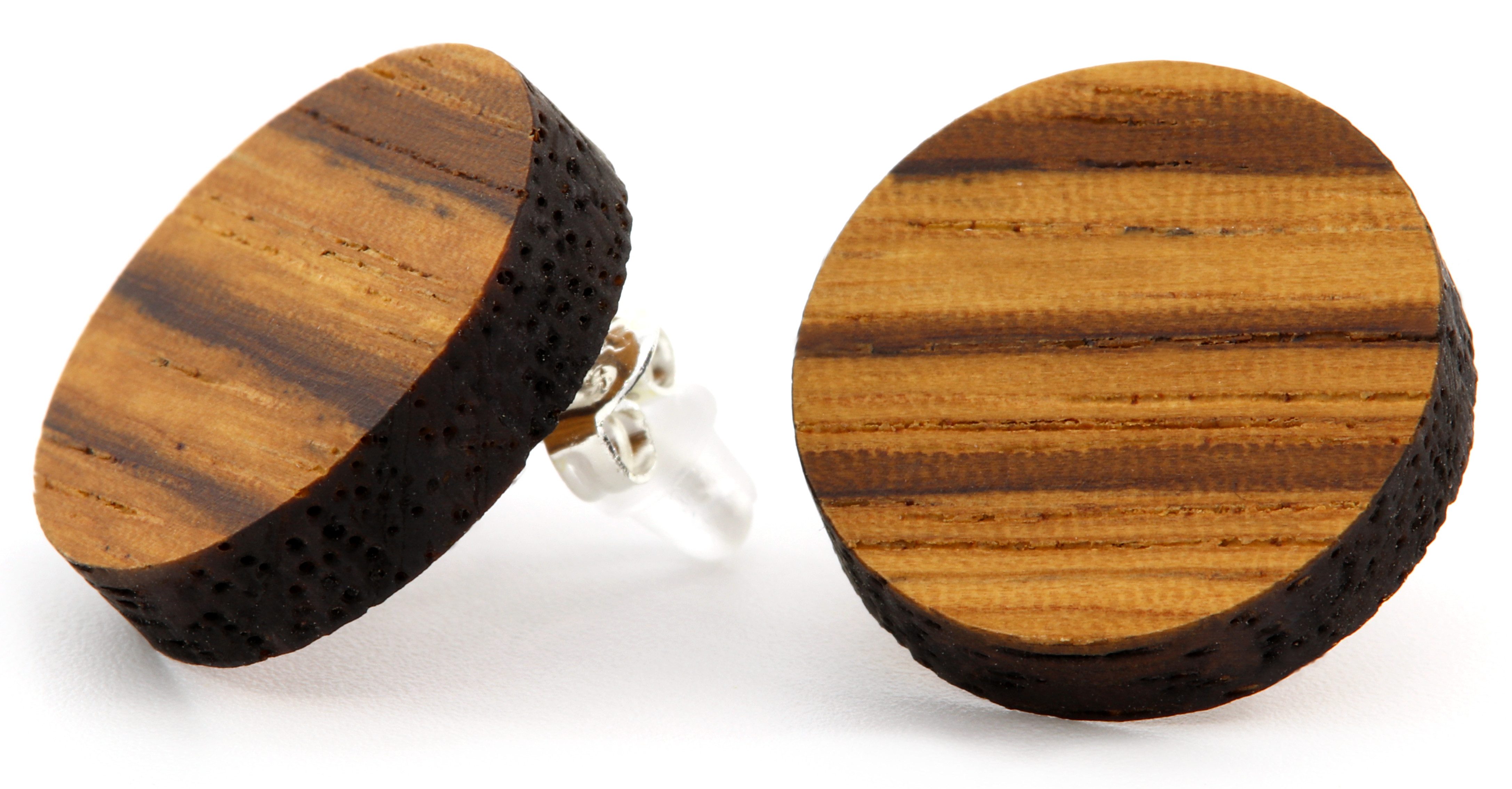 NaturSchatulle Paar Ohrstecker Holz Kreis (Zebrano-, günstig online kaufen