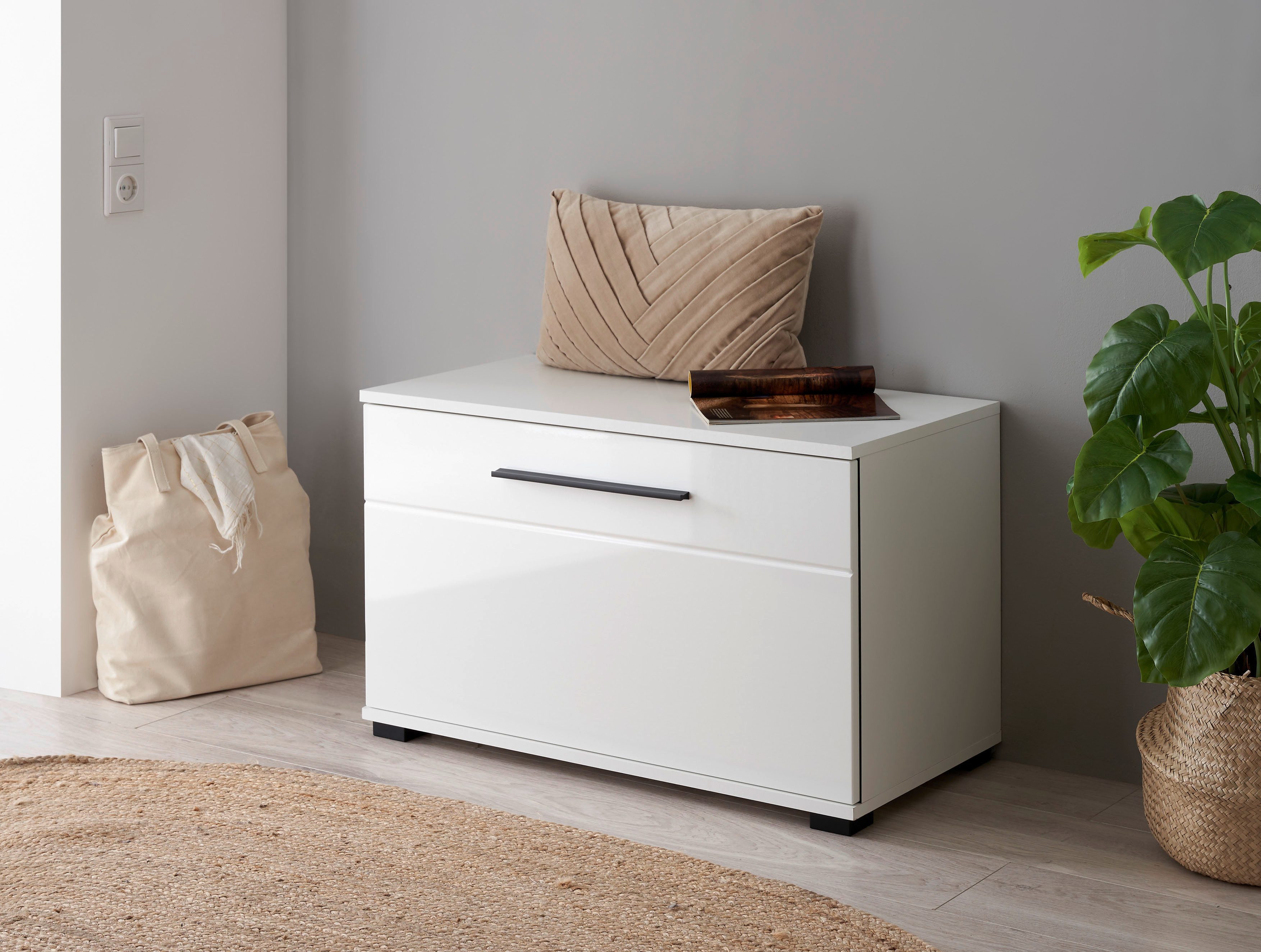 Home affaire Schuhbank Cantara, Garderobenbank mit Klappe, Sitzbank in zwei Farben, ausreichend Stauraum, Platz für ca. 6 Paar Schuhe, 80 cm breit