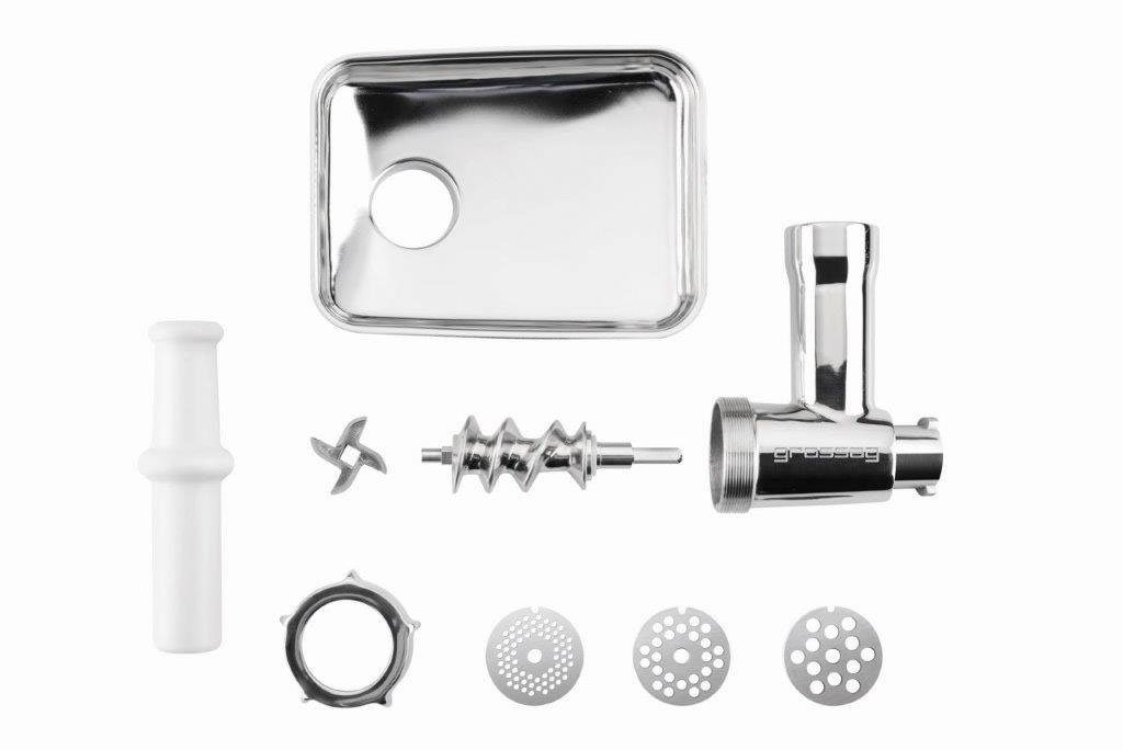 grossag Fleischwolfaufsatz KFW600 1385, Zubehör für alle Kenwood-Küchenmaschinen mit TWIST-System / Drehanschluss-System, Direktanschluss aus Edelstahl