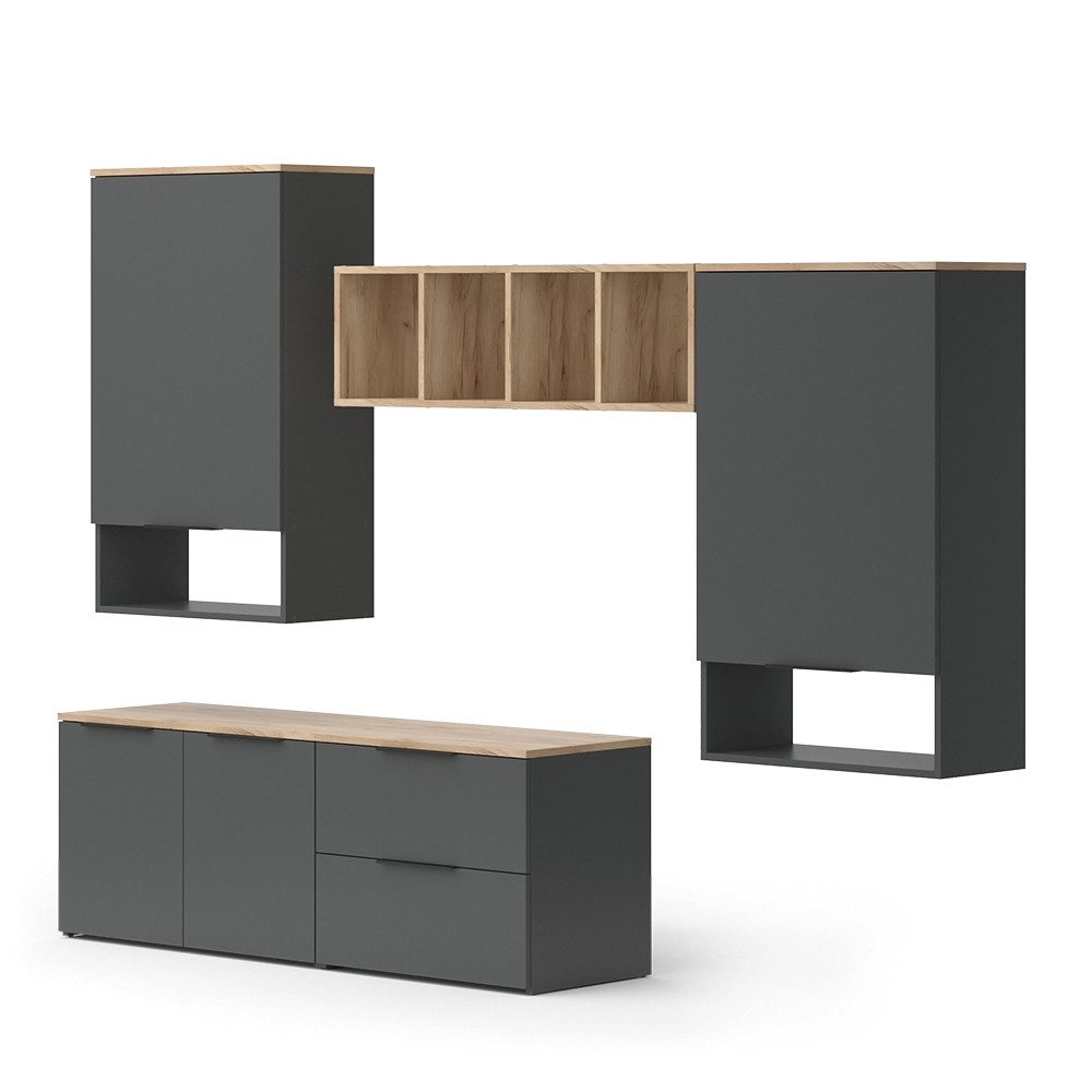 Vicco Wohnwand Wido, Anthrazit/Sonoma, 5 Teile günstig online kaufen