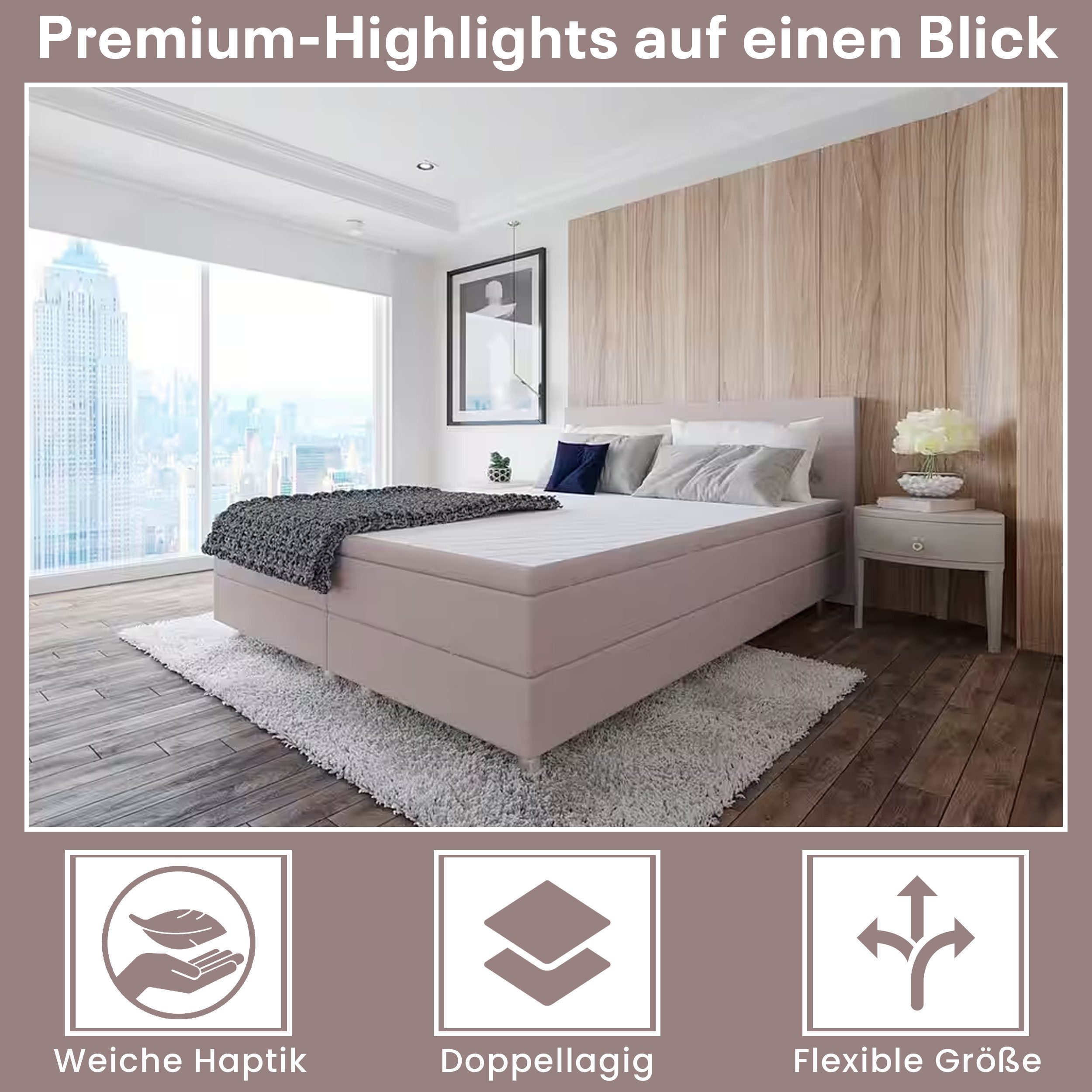 Best for Home Boxbett Neo Sawana Bonellfederkernmatratze mit 5 cm Topper (90x200 120x200 140x200 160x200 180x200 200x200), der Klassiker, TOP Preis-Leistungs-Verhältnis