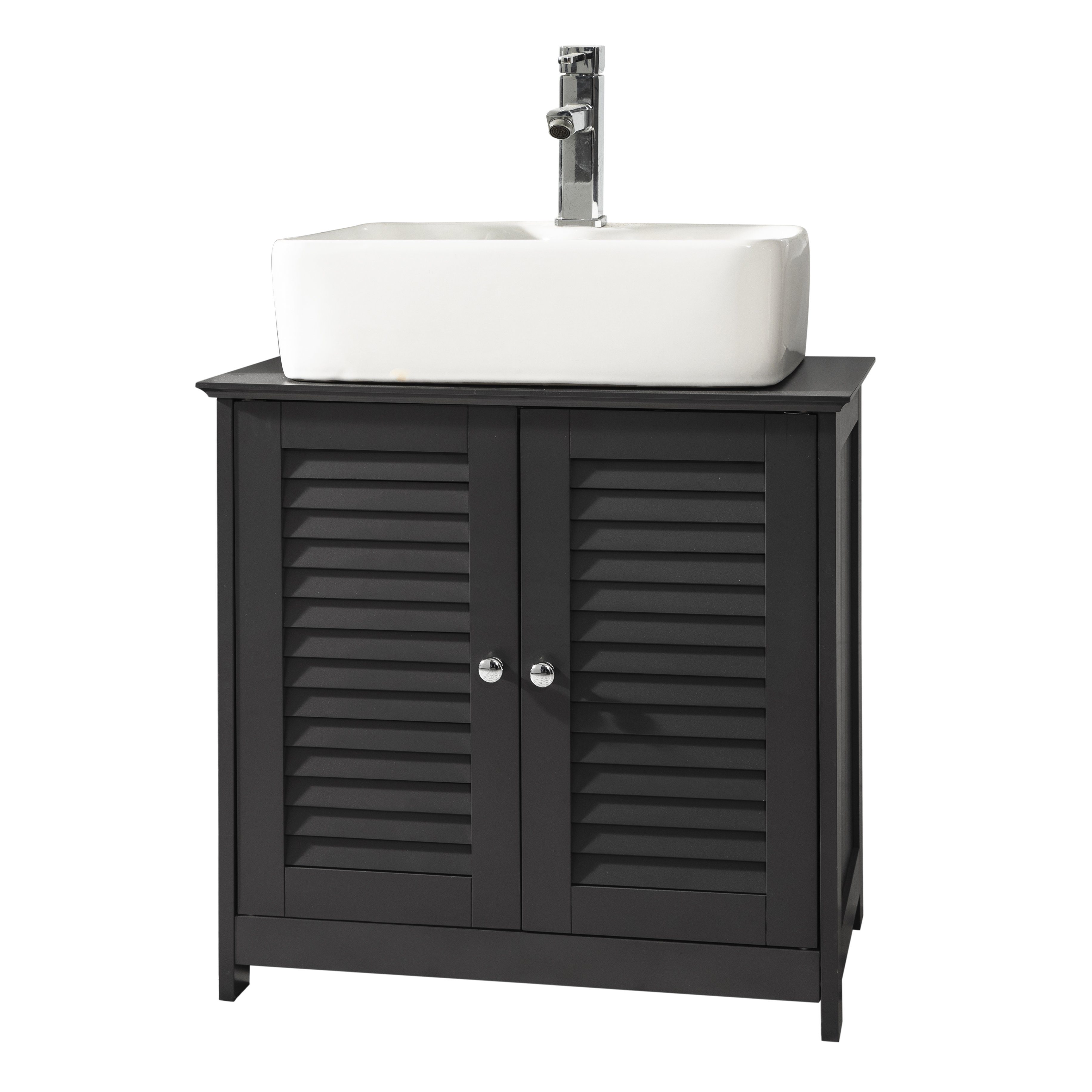 SoBuy Waschbeckenunterschrank mit 2 Türen MDF Grau 60 cm FRG237-DG günstig online kaufen