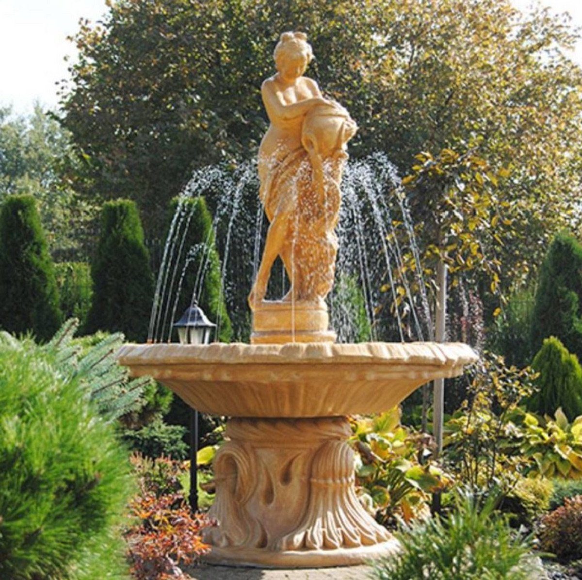Thumbnail - Casa Padrino Gartenbrunnen Jugendstil Springbrunnen Frau mit Krug Beige Ø 155 x H. 218 cm - Prunkvoller Gartenbrunnen - ...