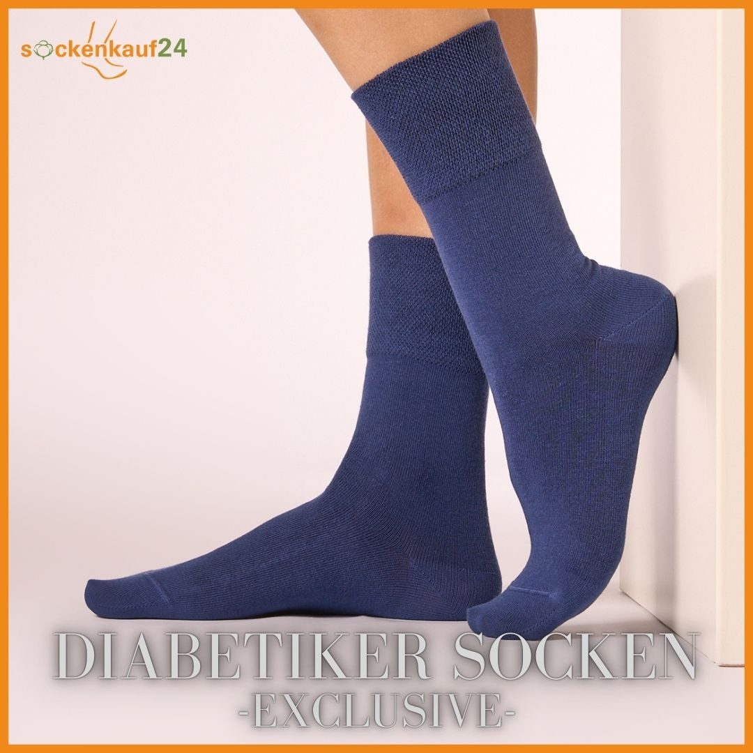 sockenkauf24 Diabetikersocken 97% Baumwolle ohne Gummibund & ohne Naht mit Komfortbund (6-Paar) Diabetiker Socken ohne Gummi für Damen & Herren