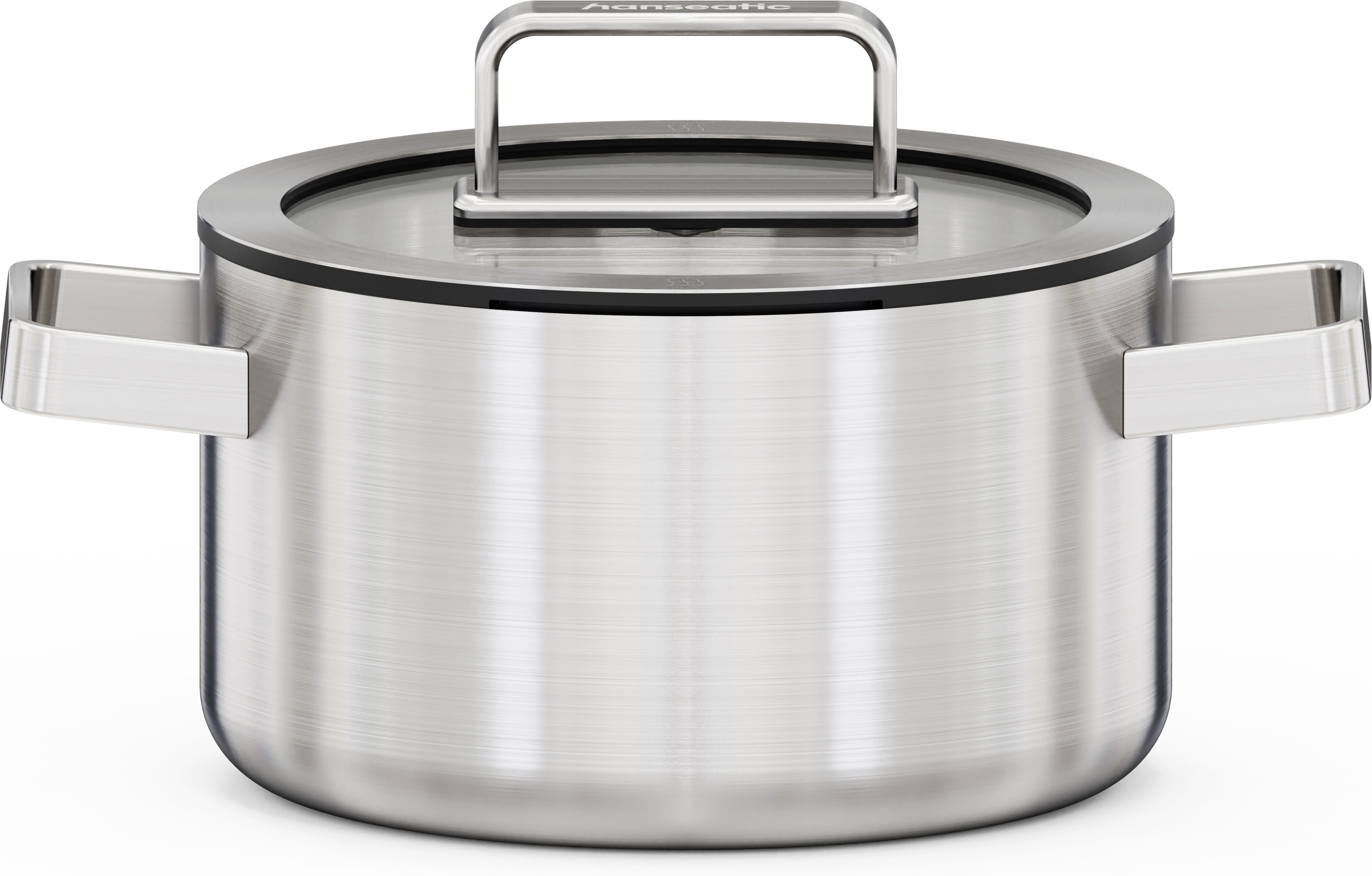 Hanseatic Kochtopf PREMIUM, Edelstahl (1-tlg), handfreundliche Griffe, Literskala, Glasdeckel, Induktion
