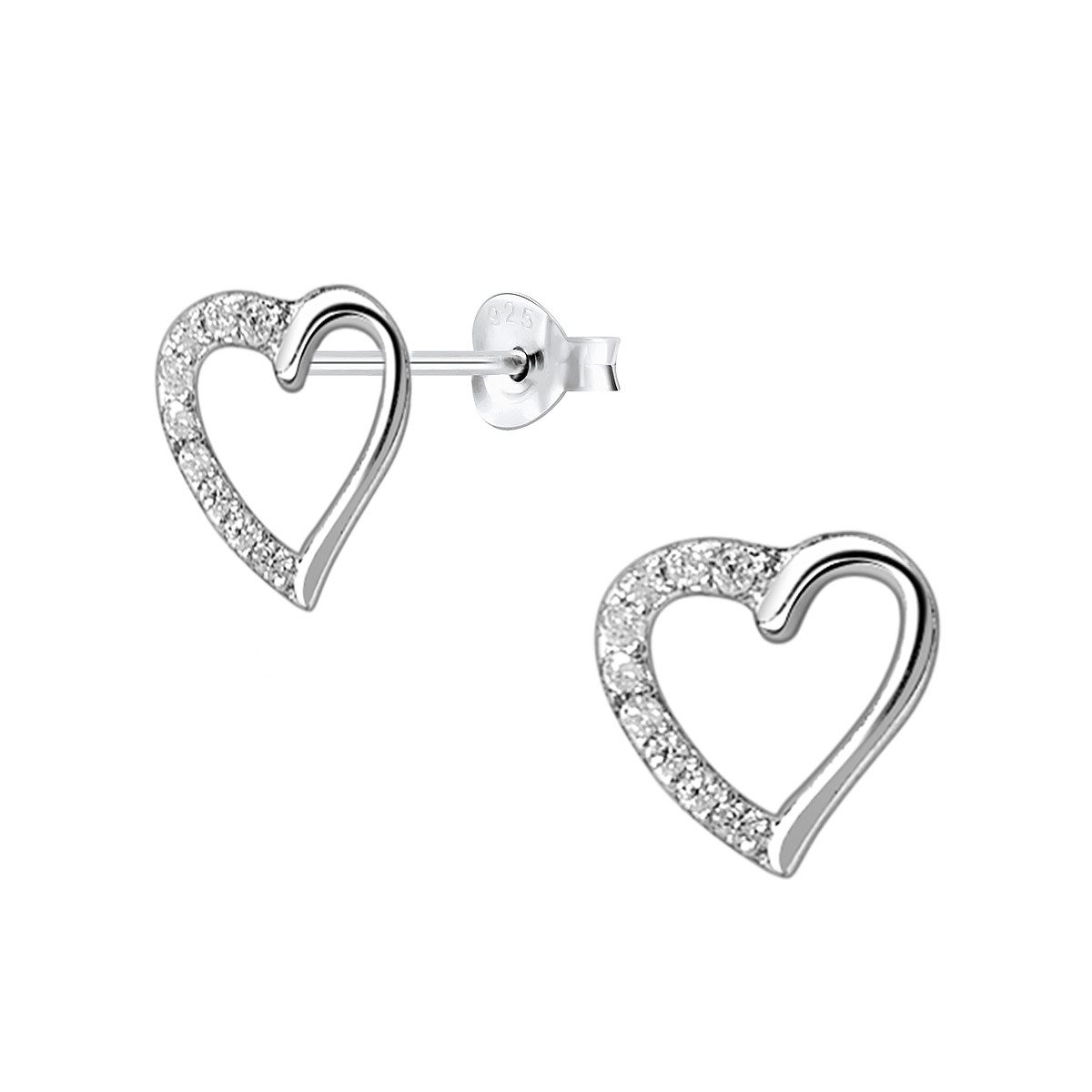 ALEXANDER YORK Paar Ohrstecker HERZ mit Zirkonia cut-out rhodiniert, 2-tlg. günstig online kaufen