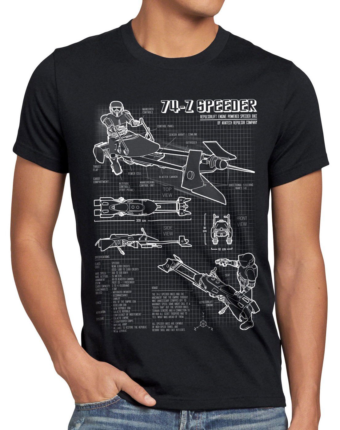 style3 Print-Shirt Herren T-Shirt 74-Z Bike krieg der rückkehr star endor ritter wars sterne jedi