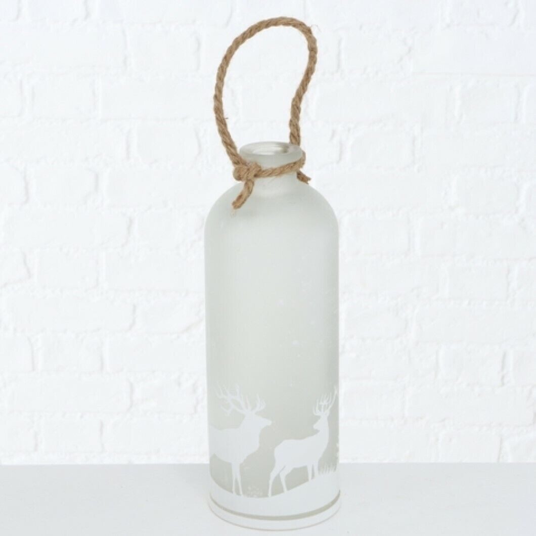 BOLTZE GRUPPE GmbH LED Dekoobjekt Dekoaufsteller Ludwig Flasche LED Glas lackiert beschneit H.32cm