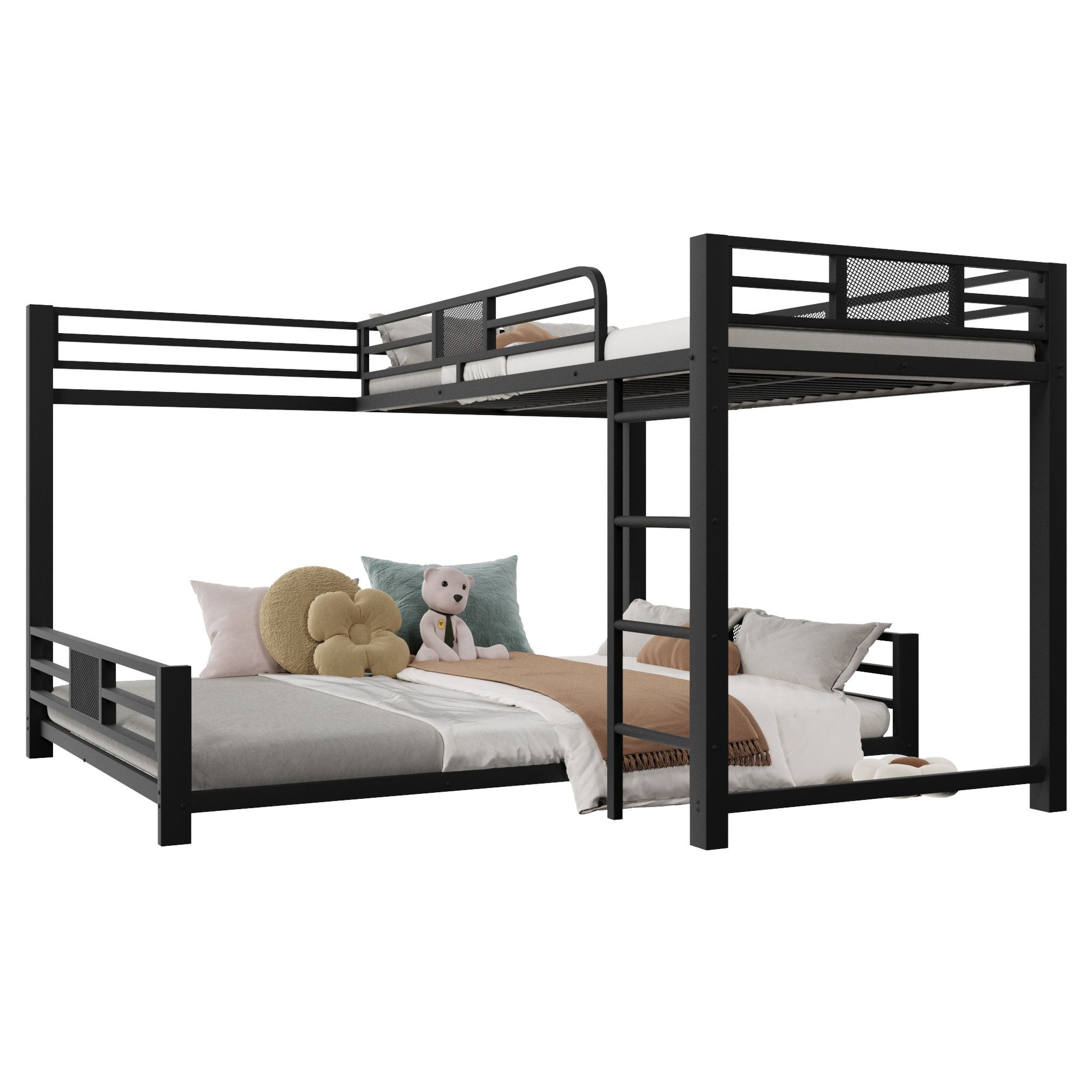 MODFU Etagenbett L-förmiges Metall (Kinderbett mit platzsparendem Design, 1-St., 90x200/140x200)