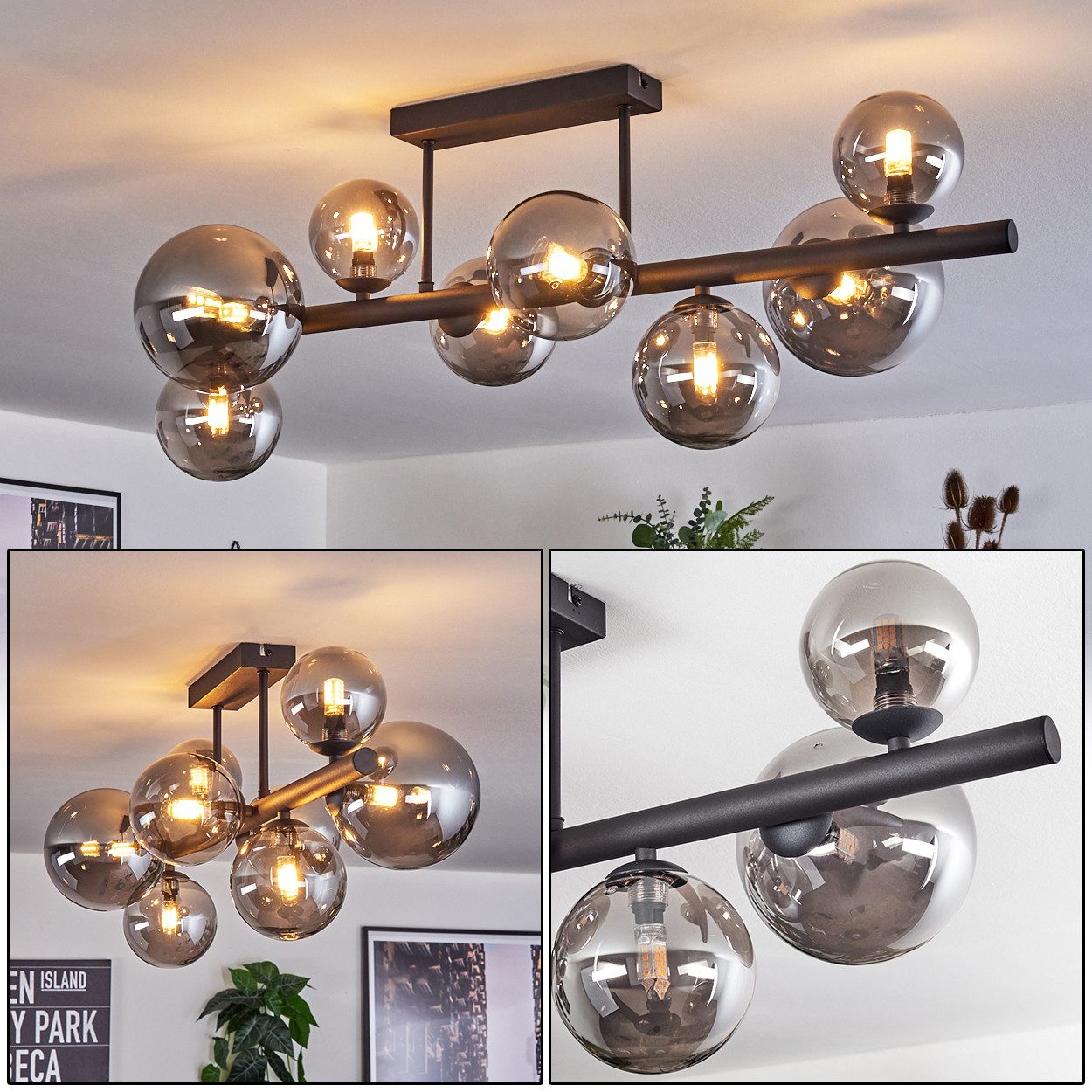 hofstein Deckenleuchte Deckenlampe aus Metall/Glas in günstig online kaufen