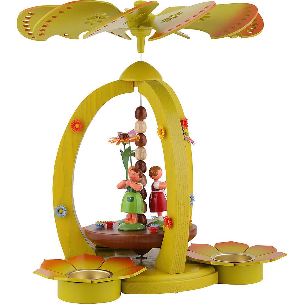 Holz- und Drechslerwaren Legler Weihnachtspyramide 1-stöckige Pyramide mit Blumenkindern - bunt (30cm) von HoDreWa Legler