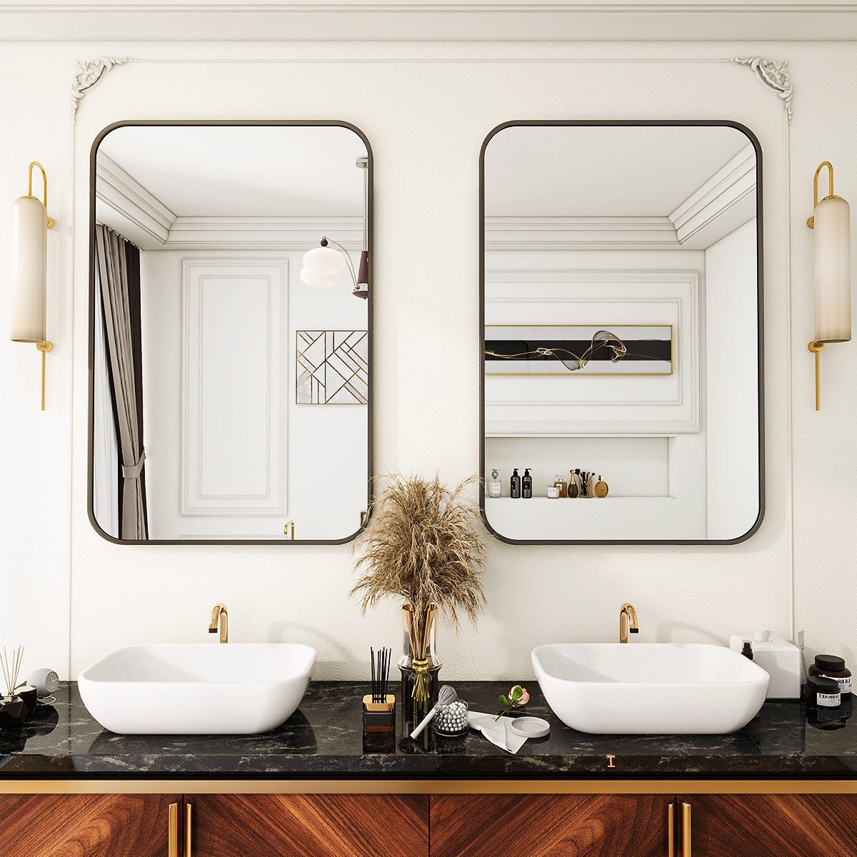 BEAUTYPEAK Wandspiegel Rechteckiger Spiegel mit abgerundeten Ecken