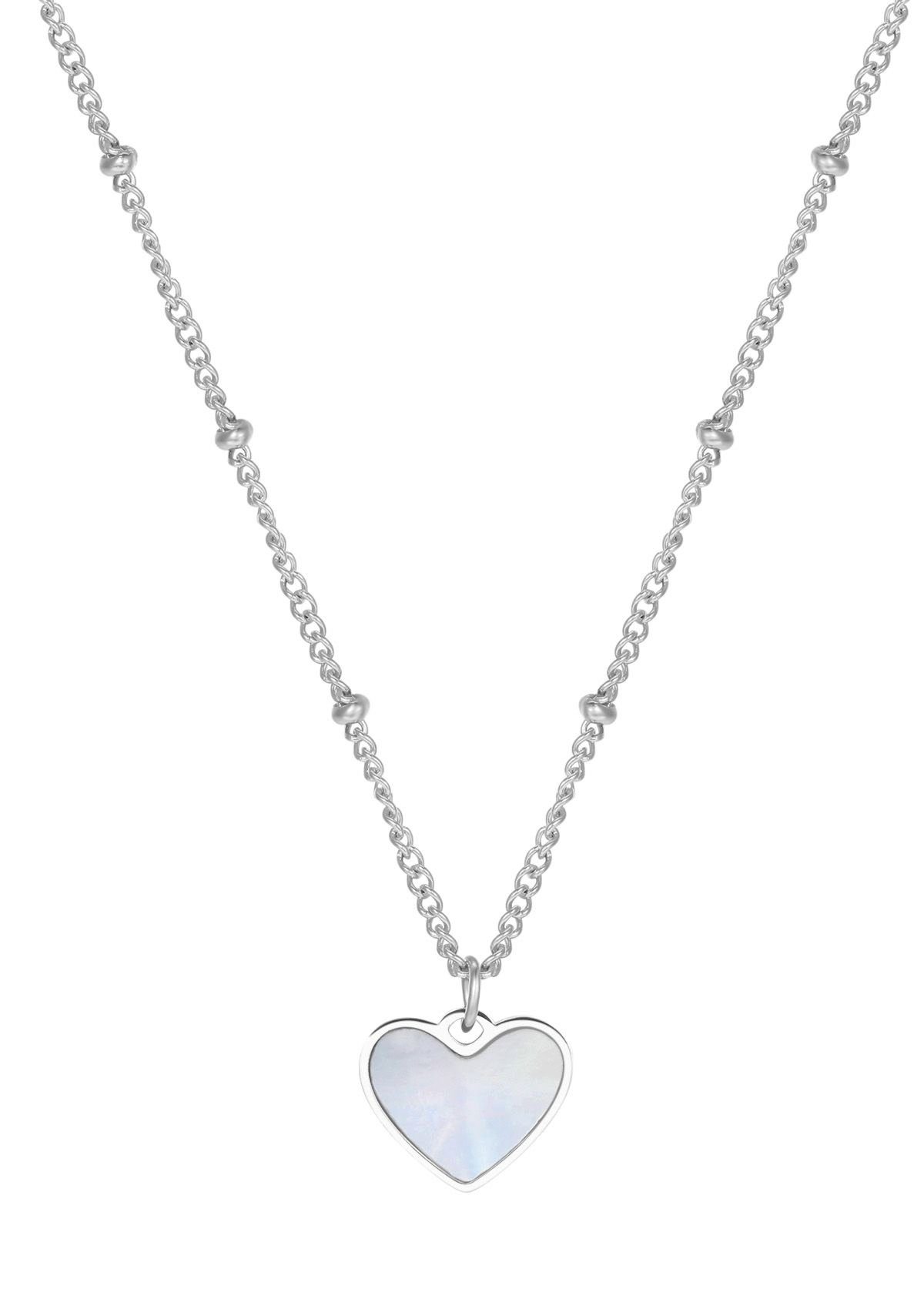 Kette mit Anhänger Herz, Muschelschale Herz Kette Vergoldet 18K Roségold