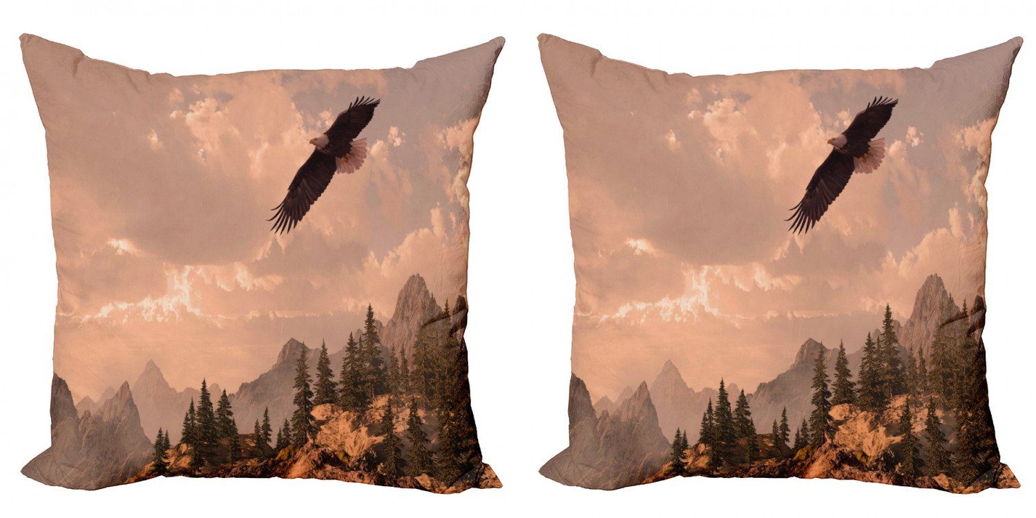 (2 Modern Natur Kissenbezüge Abakuhaus Doppelseitiger Adler Mountains Accent Rocky Stück), Digitaldruck,