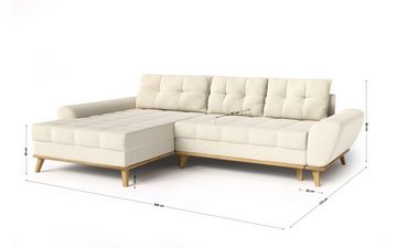 Fun Möbel Ecksofa Schlafsofa Sofa MARTINA Ottomane Rechts oder Links in Stoff Enjoy, Inkl. Schlaffunktion und Bettkasten, Rundumbezug