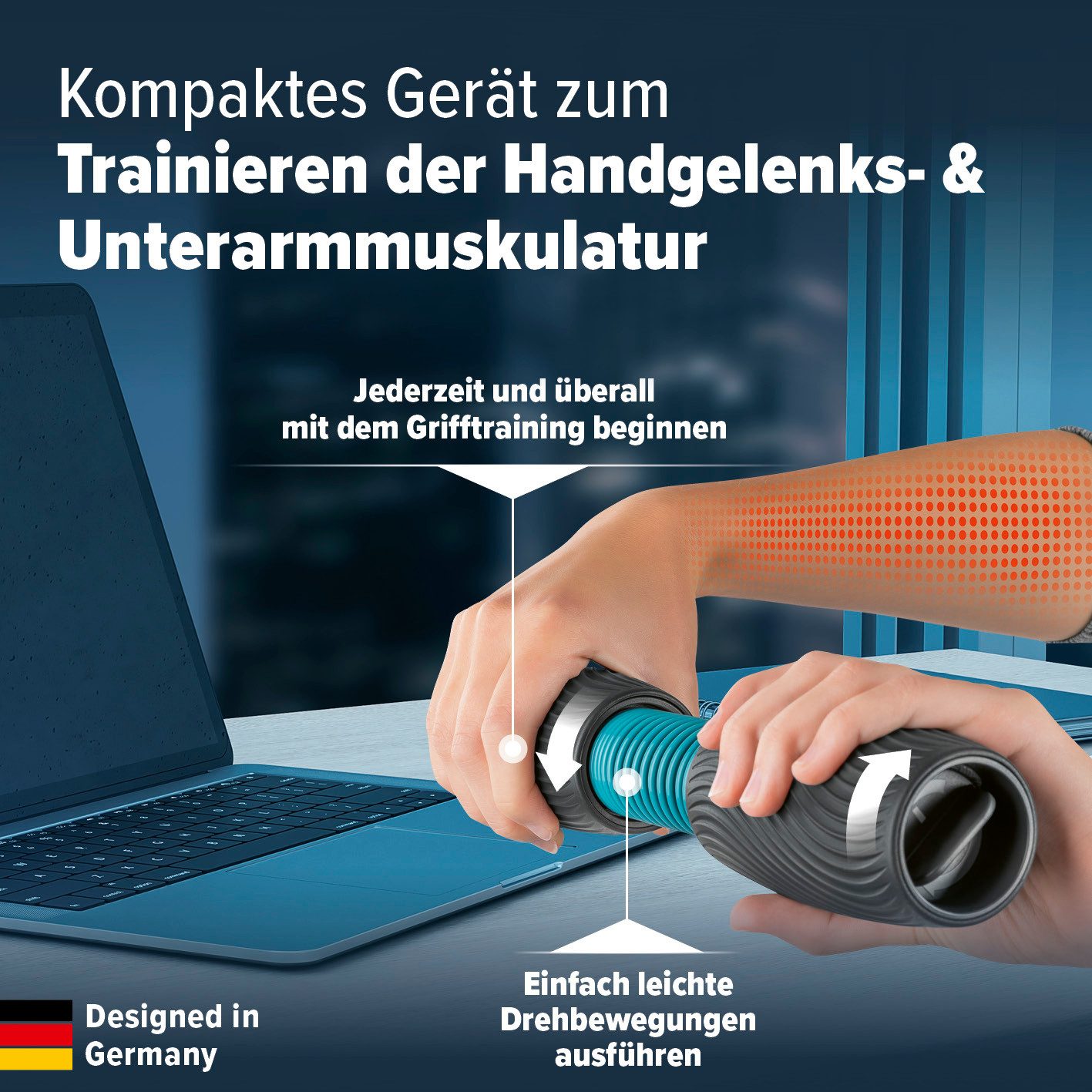 Reflexit Handmuskeltrainer Reflexit Handgelenk- & Unterarmtrainer, anpassbare Trainingsintensität (1-St), 3 Federn, verbesserte Beweglichkeit, Griffkraft stärken, Stressabbau