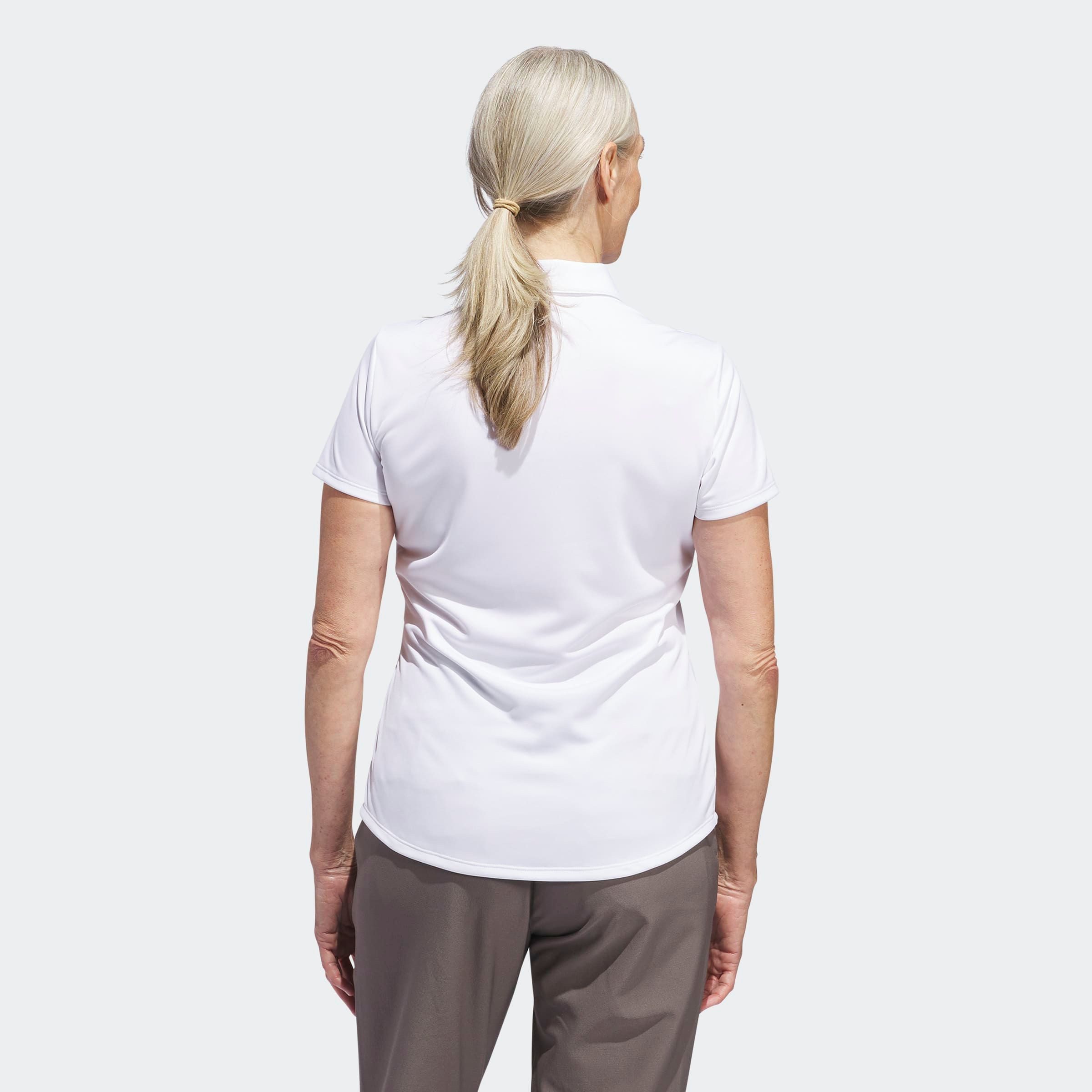 adidas Performance Poloshirt SOLID PERFORMANCE SLEEVE FÜR DAMEN mit Druckknopfverschluss, aus Polyester, leichtes Pikeematerial
