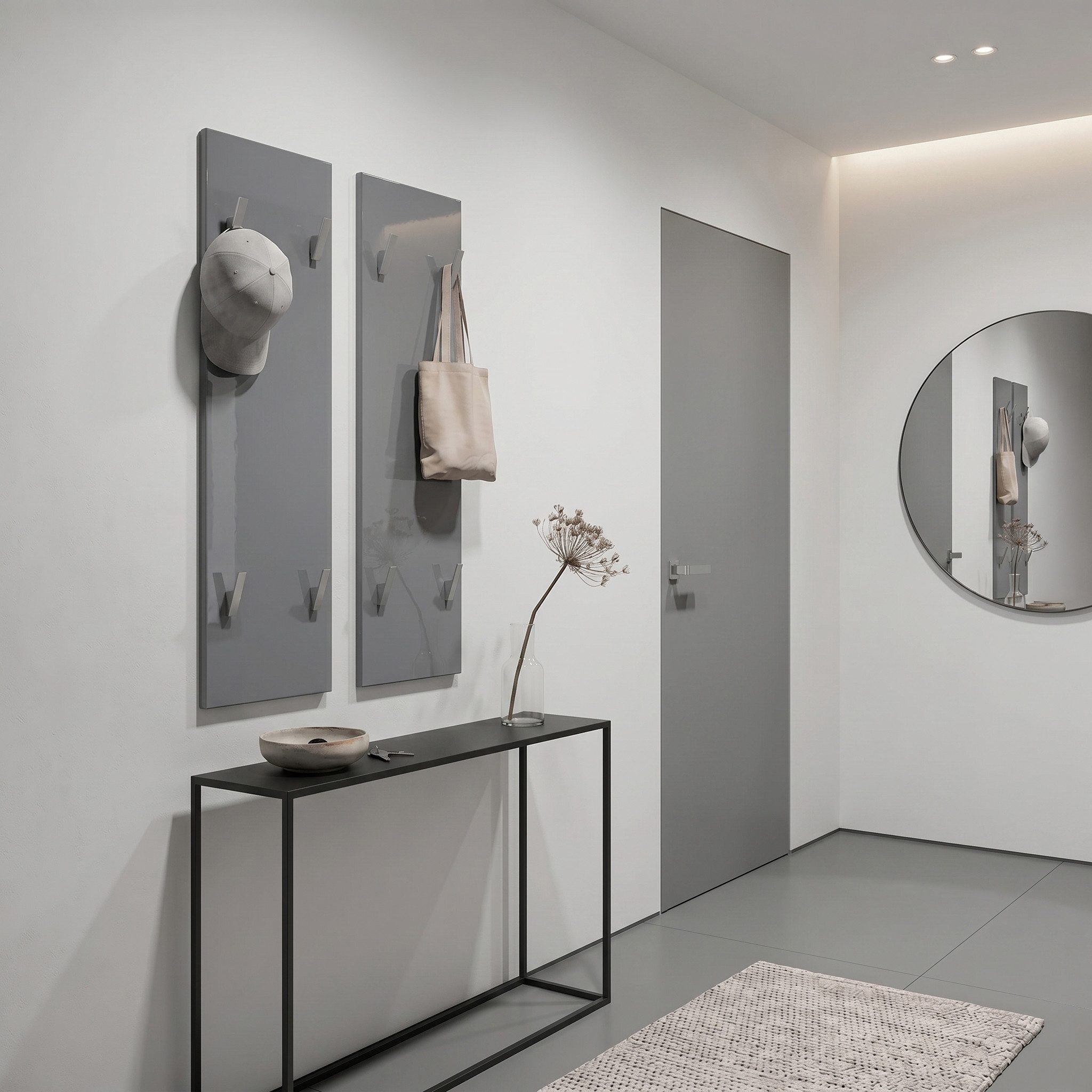 Vladon Garderobenpaneel Wandpaneel 120 (Garderobenpaneel, bestehend aus 2 Paneelen), Grau Hochglanz (je 28 x 120 x 2 cm)