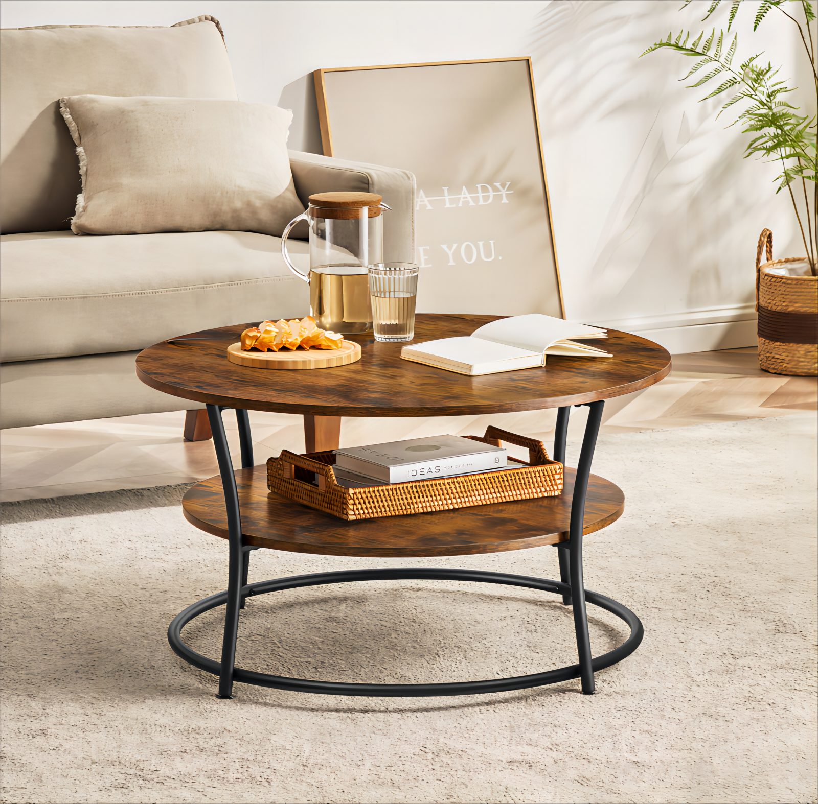VASAGLE Couchtisch, Wohnzimmertisch, Sofatisch, Ø 80 günstig online kaufen