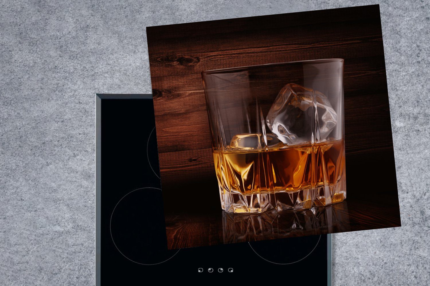 Alkohol MuchoWow - Vinyl, Glas, cm, tlg), Herdblende-/Abdeckplatte 78x78 Induktionsschutz - (1 Arbeitsplatte küche - für Whiskey Ceranfeldabdeckung,