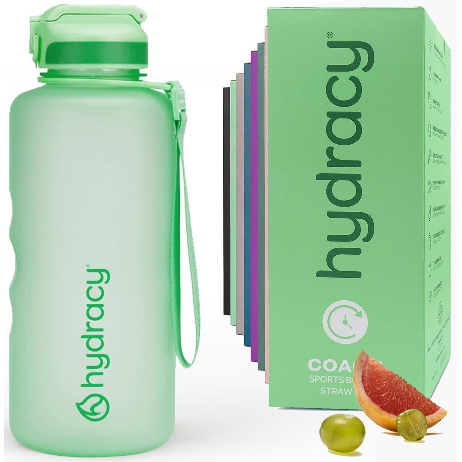 LuxusKollektion Trinkflasche Trinkflasche Zeitmarkierung BPAfrei 2L Strohhalm Aqua Grün