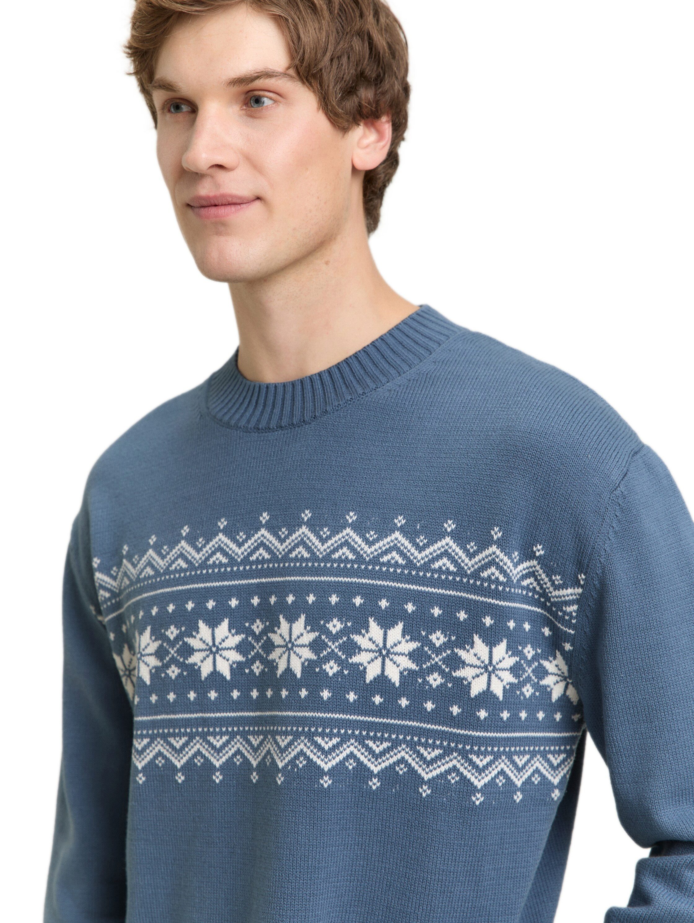 TOM TAILOR Denim Strickpullover mit Norweger-Muster