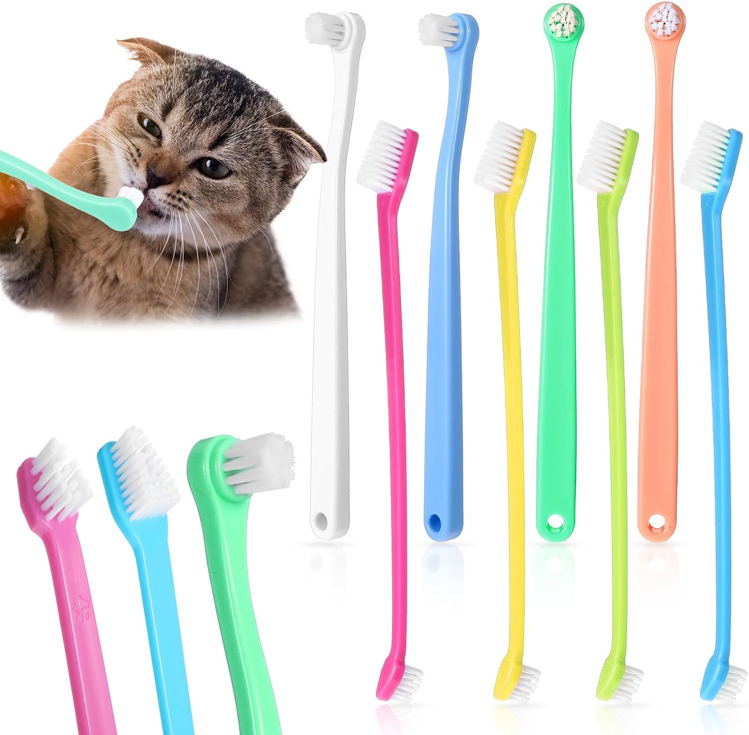 FELIXLEO Fellbürste 8 Stück Hundezahnbürste klein weich für Hunde Katzen., (1-tlg)
