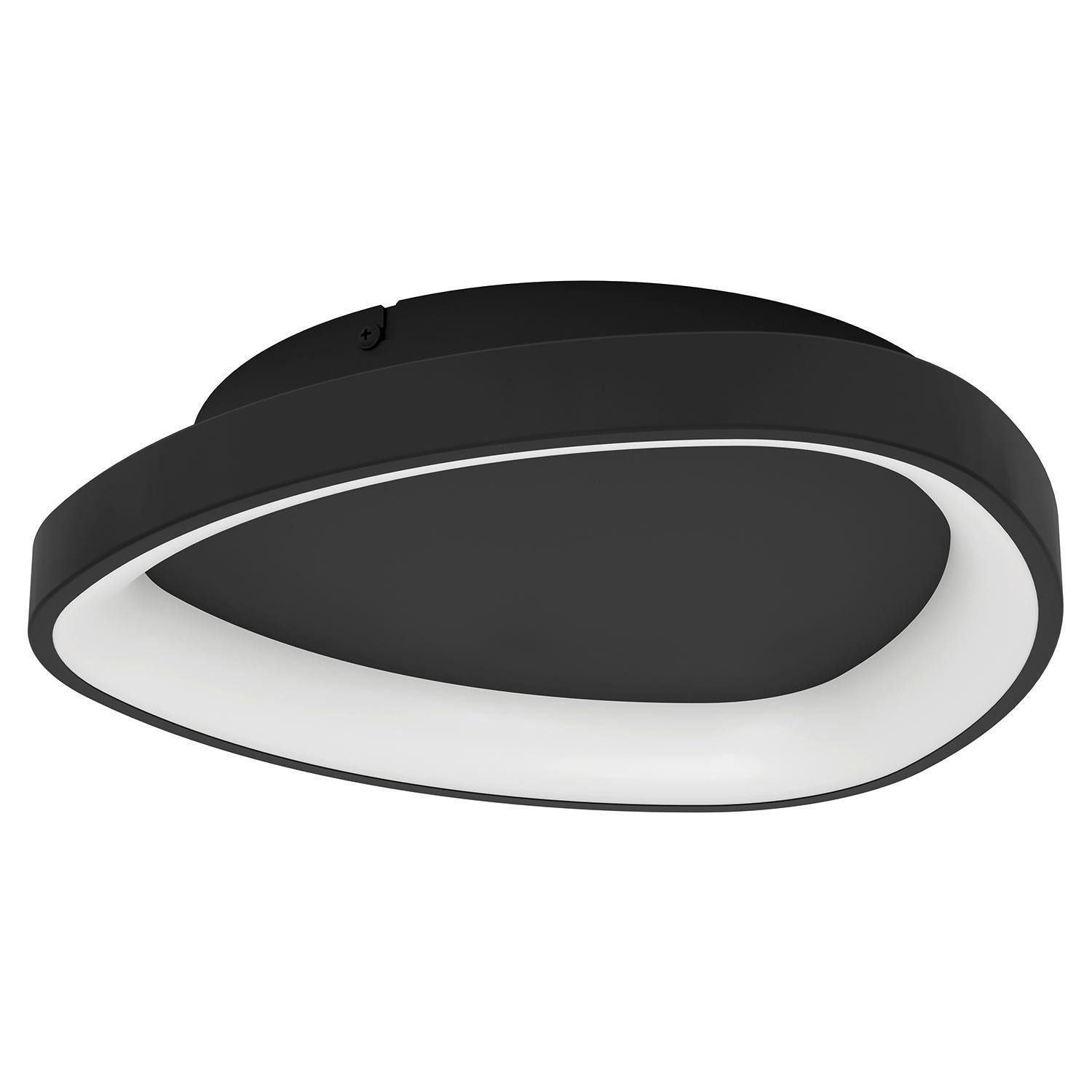 EGLO LED Deckenleuchte MOGGIONA, Schwarz, Kunststoff, Stahl, Anpassung der Farbtemperatur, Dimmfunktion, LED fest integriert, Extra-Warmweiß, Neutralweiß, Tageslichtweiß, mit Fernbedienung, Ø 35 x H 7,5 cm