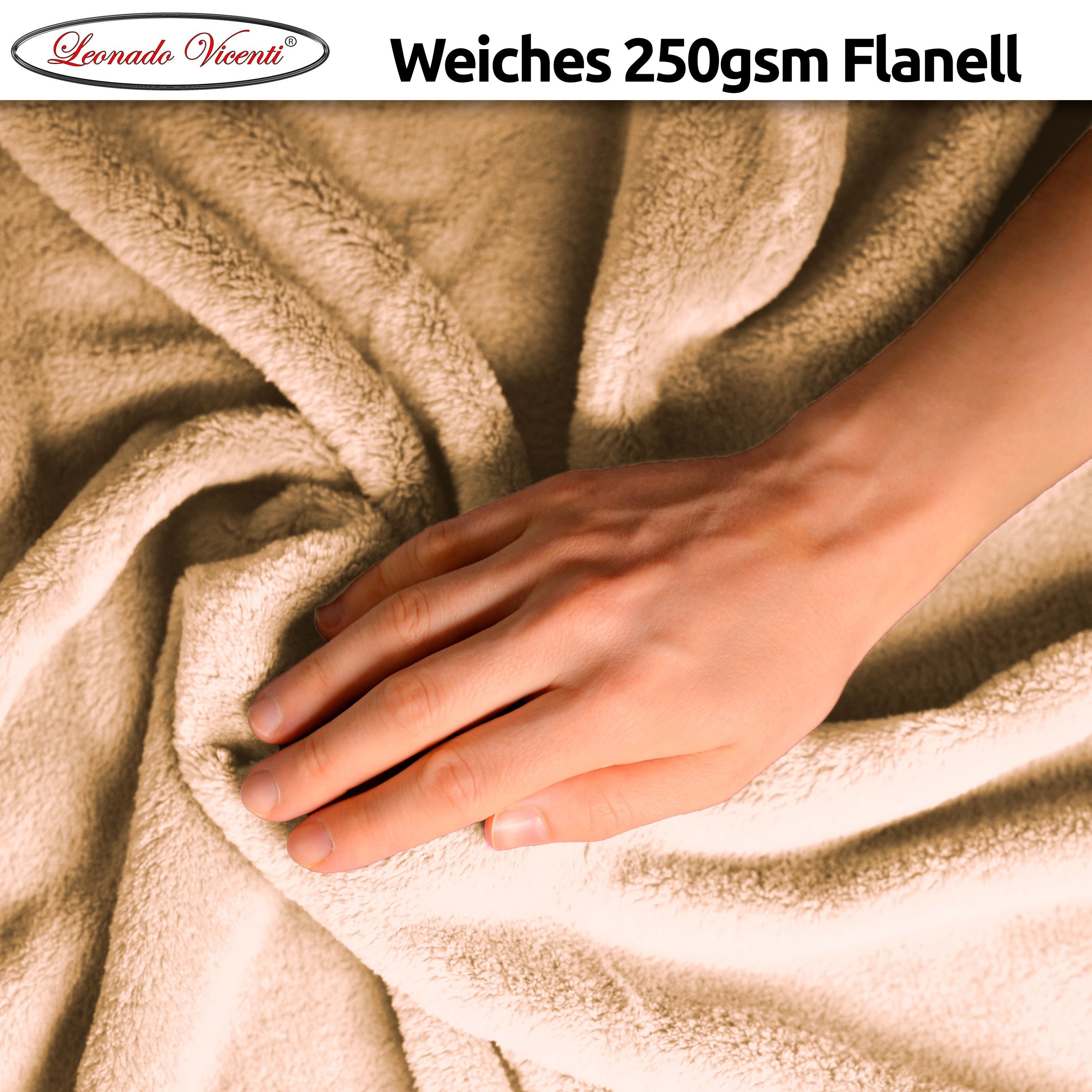 Wohndecke kuschelig warm, 2er Pack 150x200, Leonado Vicenti, Kuscheldecke flauschig weich, Einfarbig,2er Set