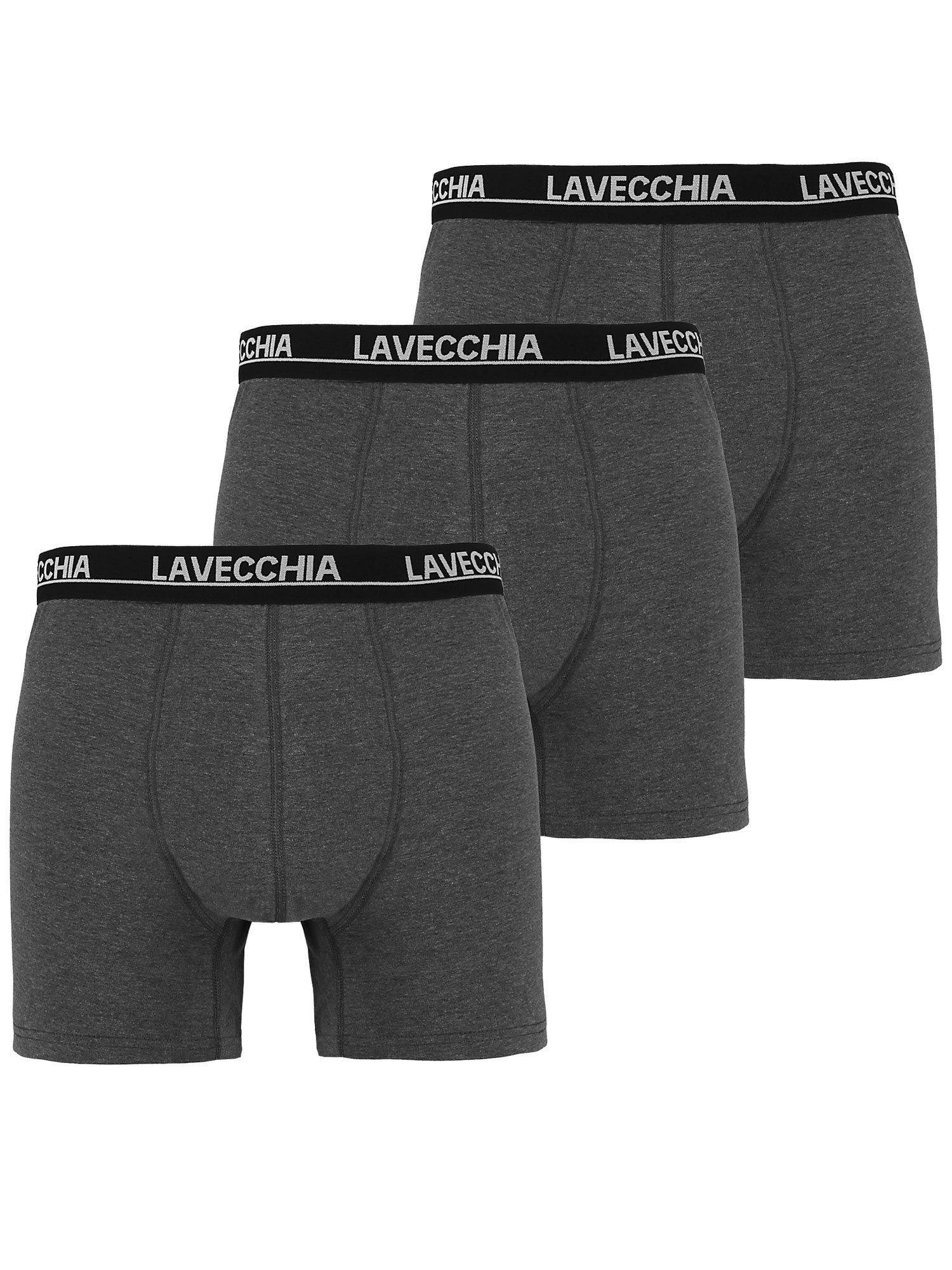 Lavecchia Boxershorts Übergrößen Herren Retroshorts FL-1020 (Packung, 3-St) mit Logoschriftzug am Bund anthrazit