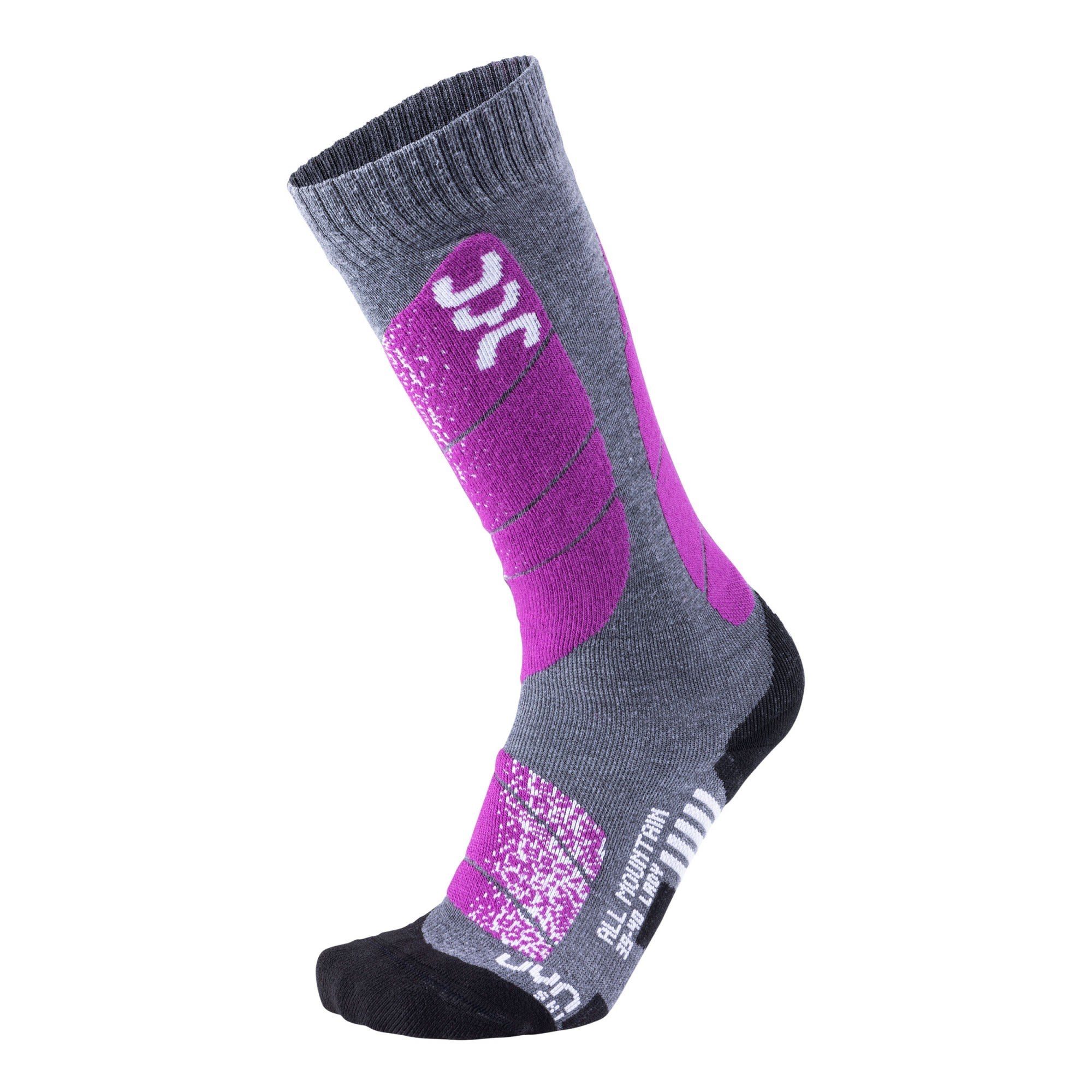 Socks Ski UYN Melange Purple Uyn All - Mountain W Damen Medium Thermosocken Grey