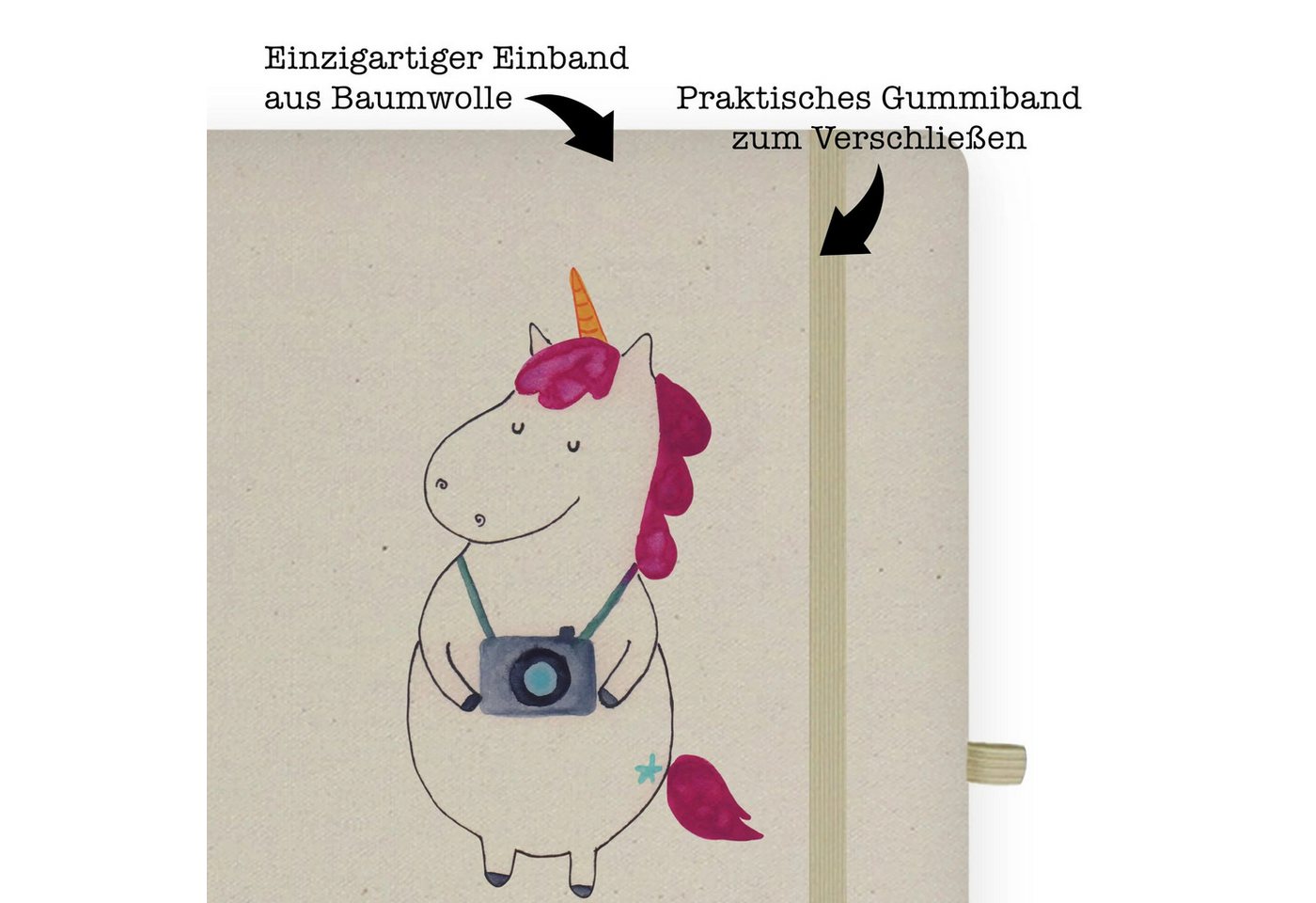 Thumbnail - Mr. & Mrs. Panda Notizbuch Einhorn Fotograf - Transparent - Geschenk, DIN A4 Notizbuch Geschenk, Mr. & Mrs. Panda, Langl...