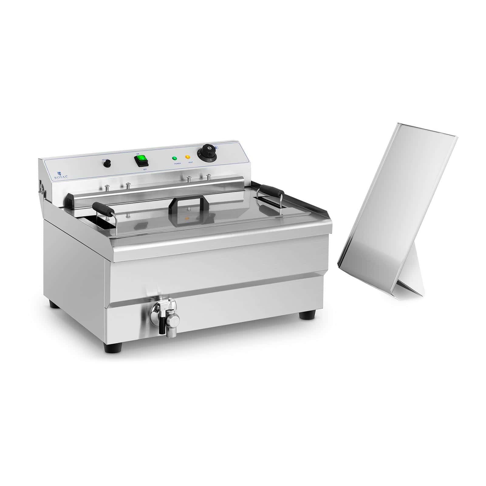 Royal Catering Fritteuse Fettbackgerät Edelstahl Friteuse Fritteuse Fritöse Kaltzone Ablage, 9000 W