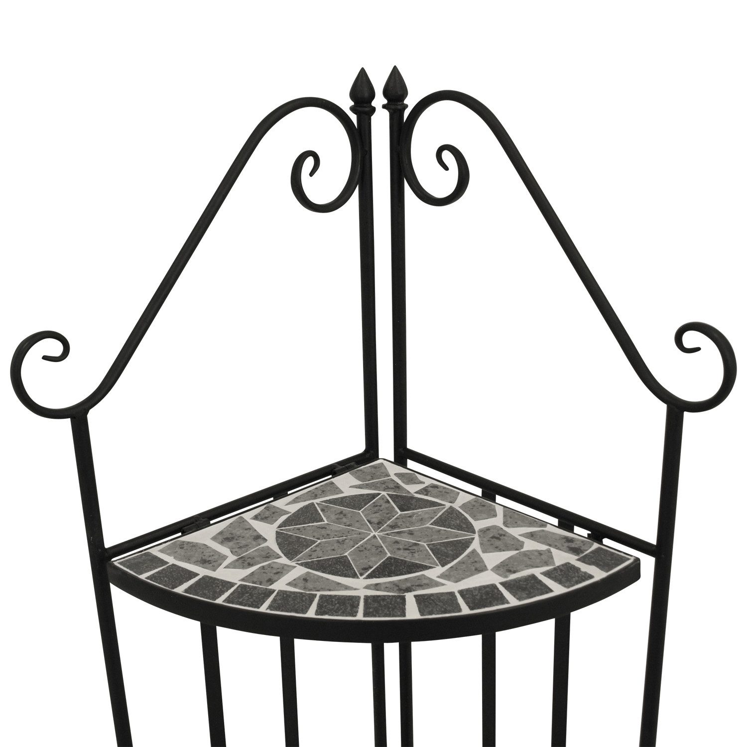 TPFGarden Eckregal GATESHEAD, Standregal für Innen und Außen - Rahmen aus Stahl - Farbe:schwarz/grau, Böden aus echter Keramik in Mosaik Optik - BxTxH: 50x34x141 cm
