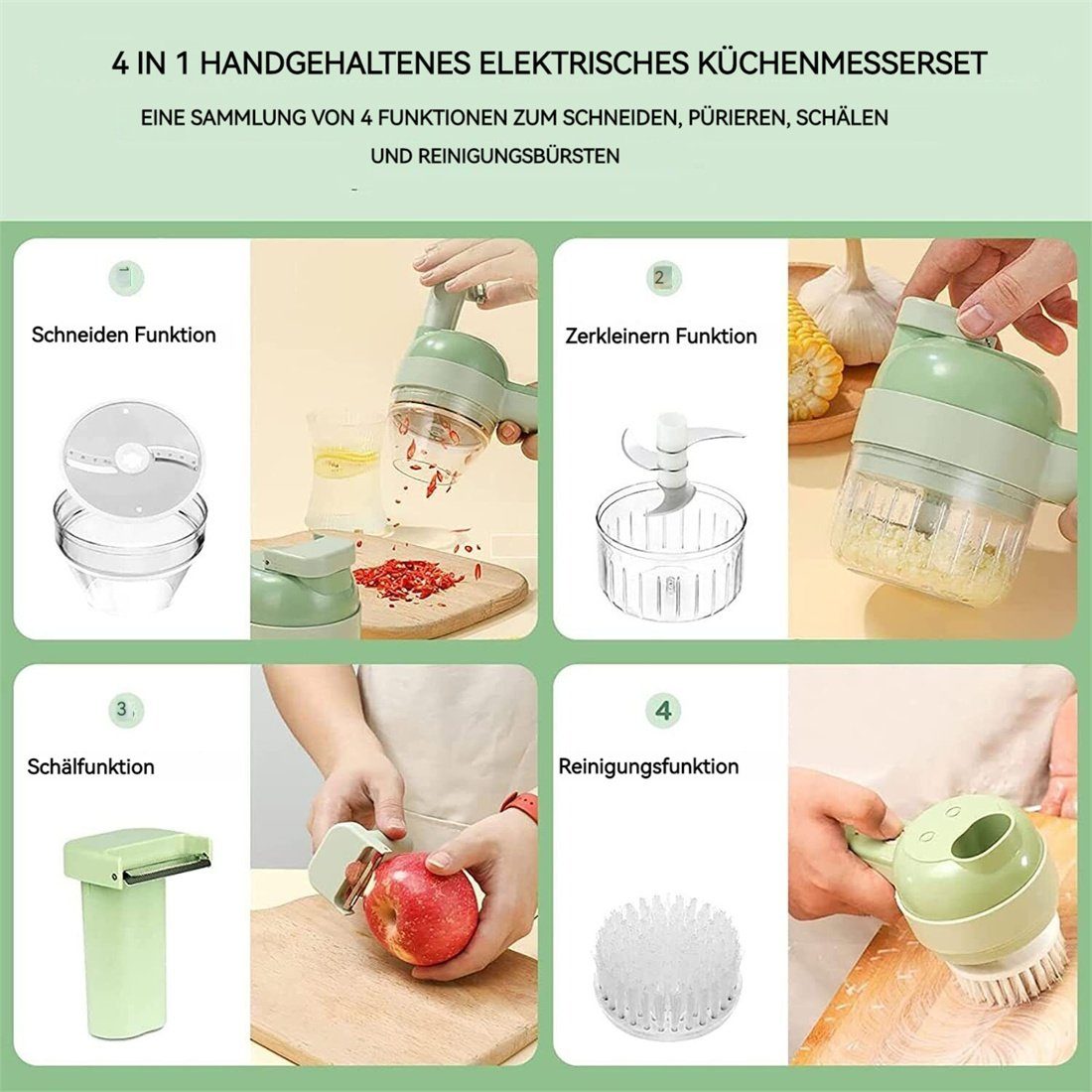 Hand DÖRÖY In Knoblauchpresse Set Tragbarer Gemüseschneider Küchenmaschine Elektrischer 4 1