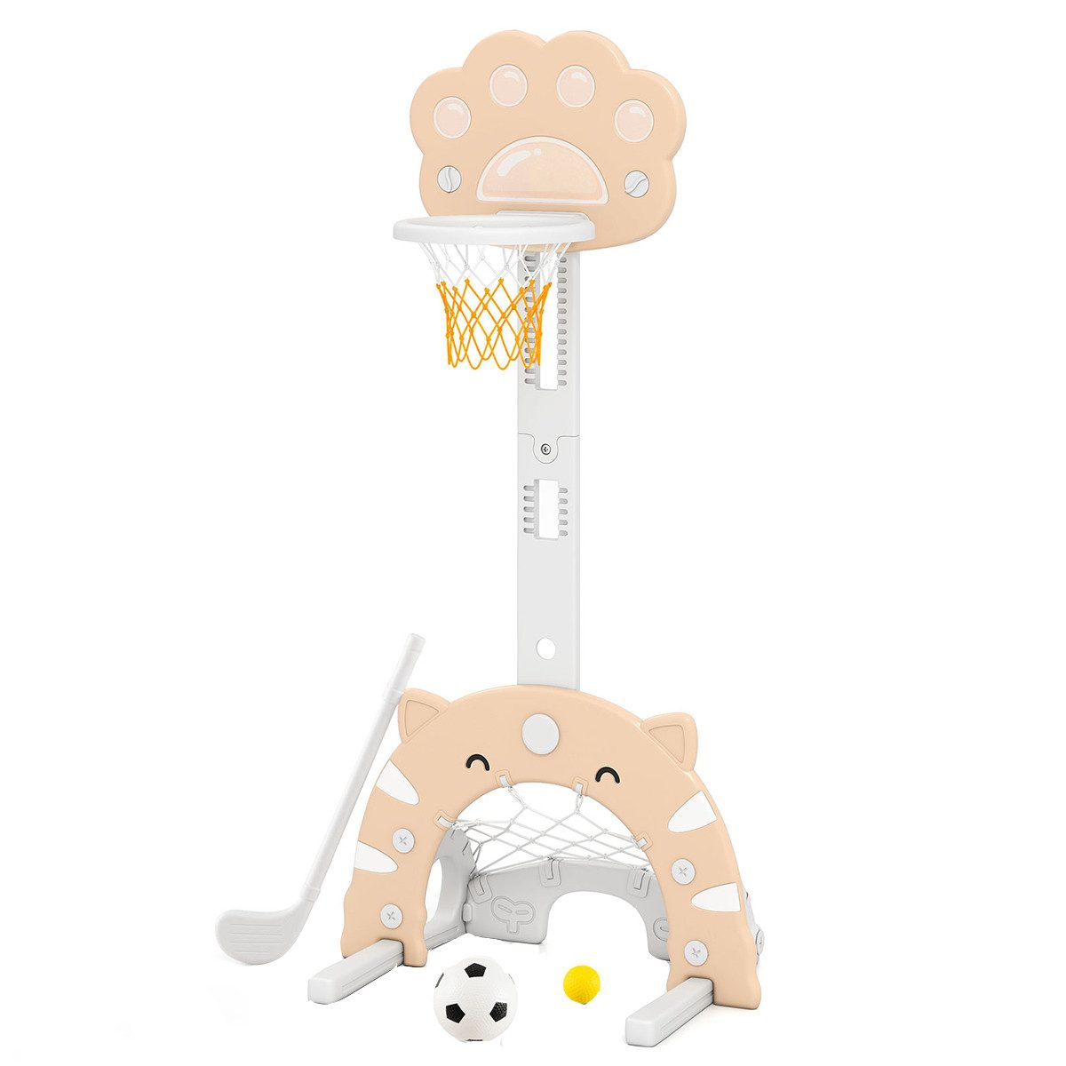 COSTWAY Basketballkorb, 3-in-1 Kinder Basketballständer, höhenverstellbar