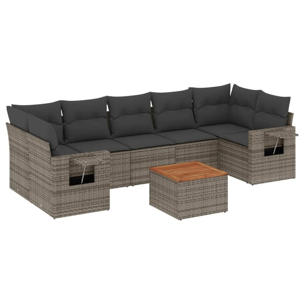 vidaXL Sofaelement 8-tlg. Garten-Sofagarnitur mit Kissen Grau Poly Rattan (1 St). € 445,99