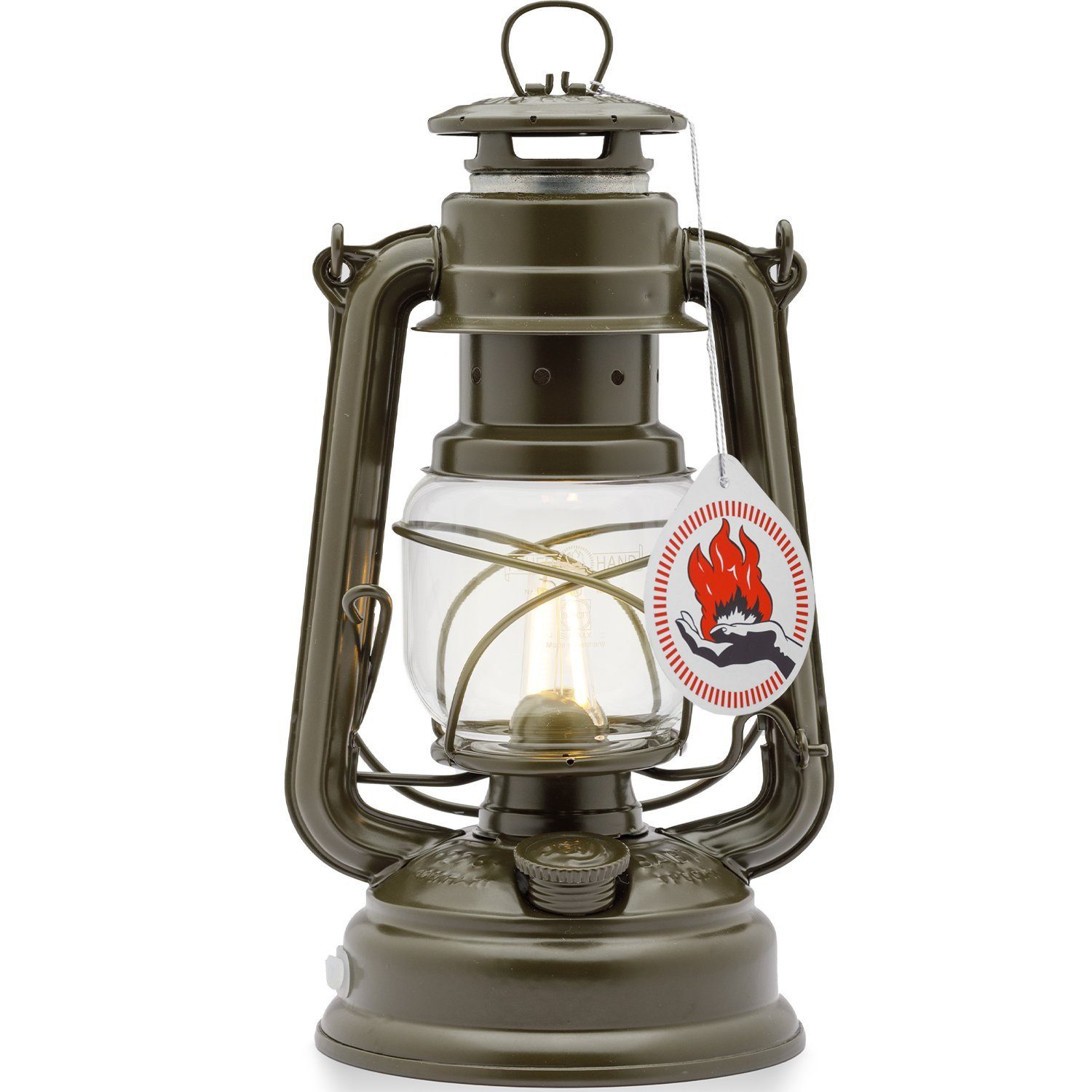 Petromax Laterne Feuerhand Baby Special 276 LED Stahlblech verzinkt (Farbe Olive, 1-St., Neuheit 2023), Hergestellt in Deutschland