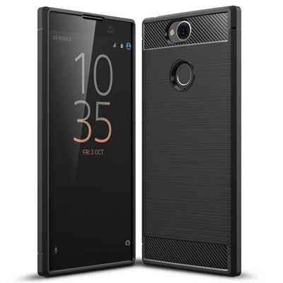 CoolGadget Handyhülle Carbon Handy Hülle für Sony Xperia XA2 5,2 Zoll, robuste Telefonhülle Case Schutzhülle für Sony XA2 Hülle