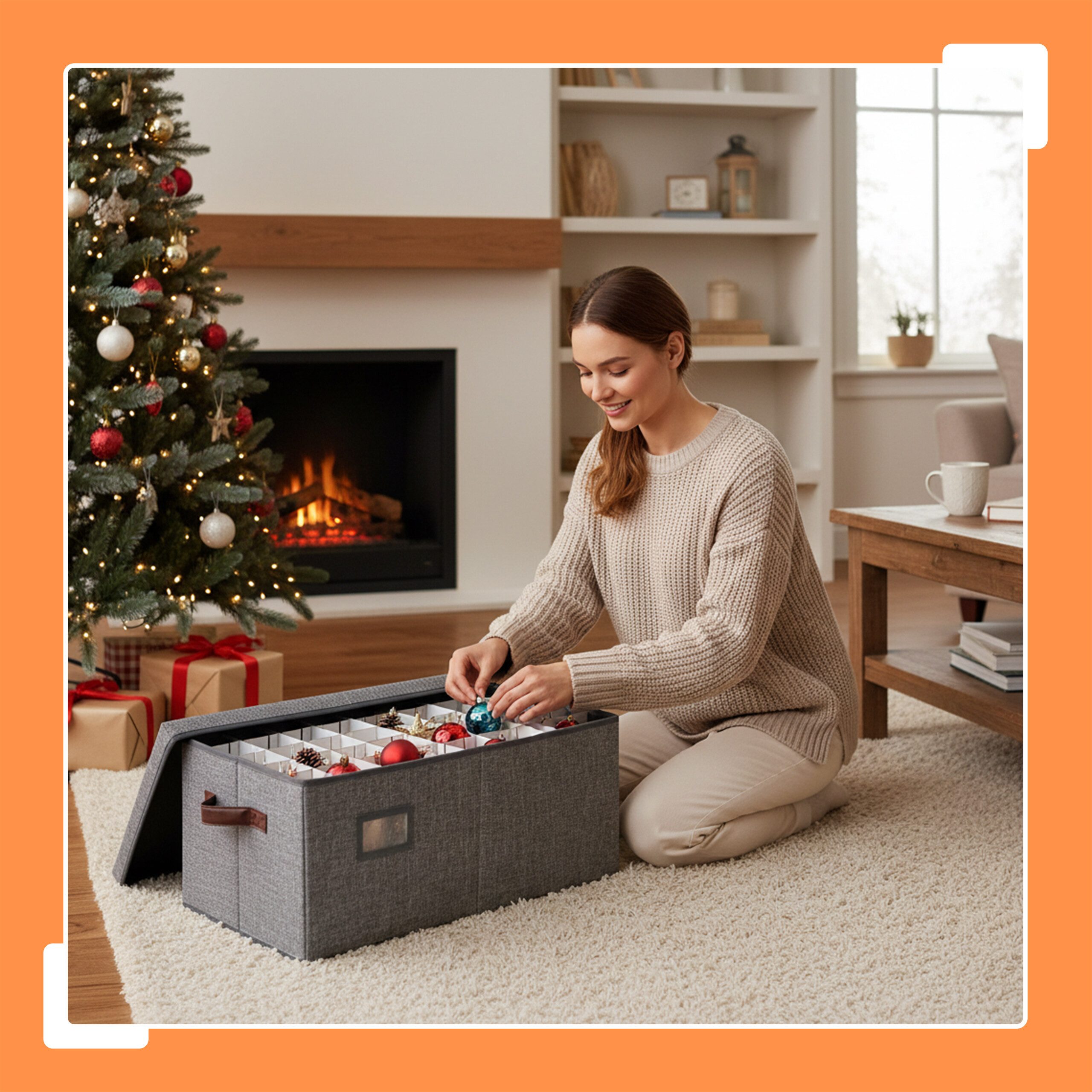 relaxdays Aufbewahrungsbox Weihnachtskugel Aufbewahrungsbox, grau günstig online kaufen