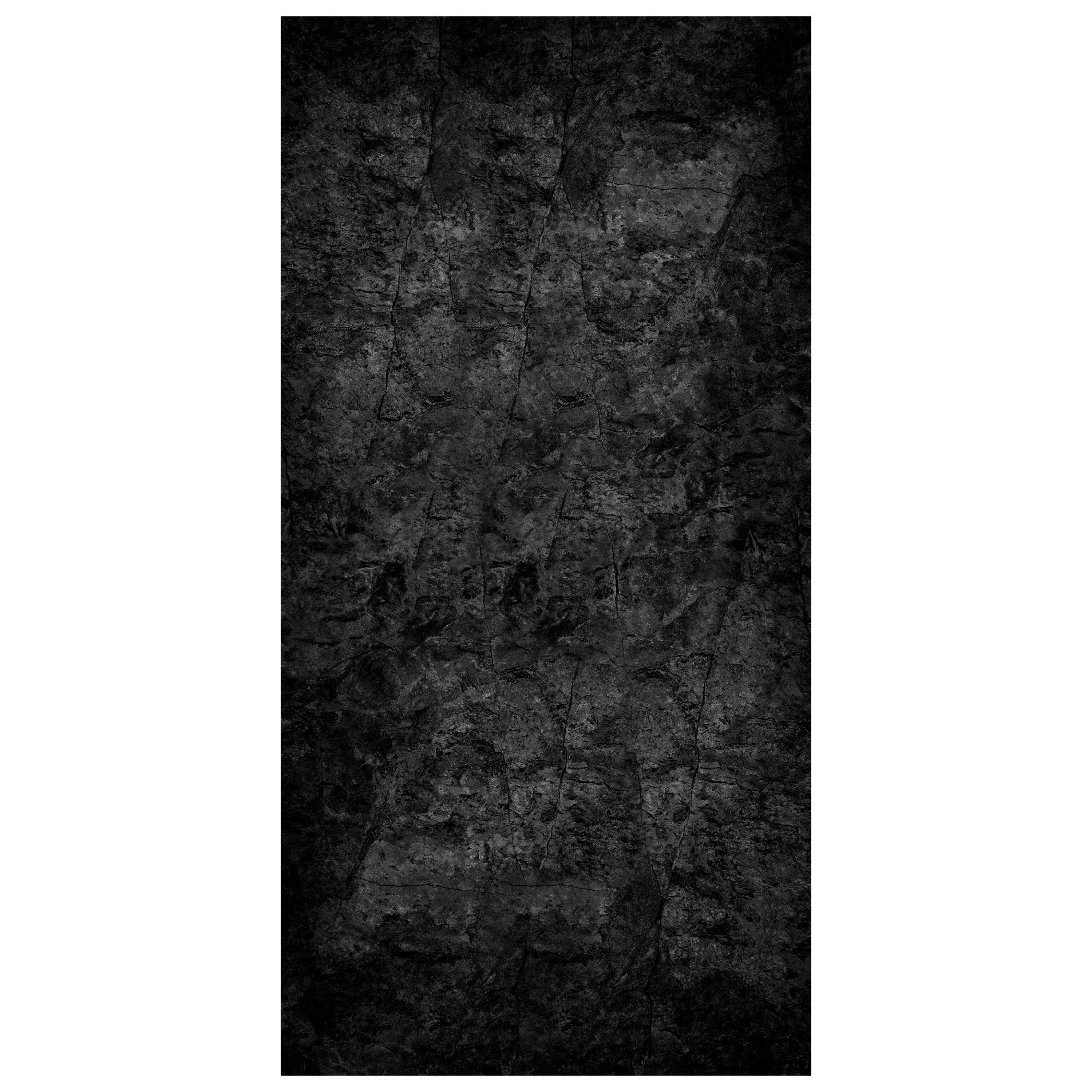 wandmotiv24 Türtapete schwarze Steinmauer, Risse, dunkel, glatt, Fototapete, Wandtapete, Motivtapete, matt, selbstklebende Dekorfolie