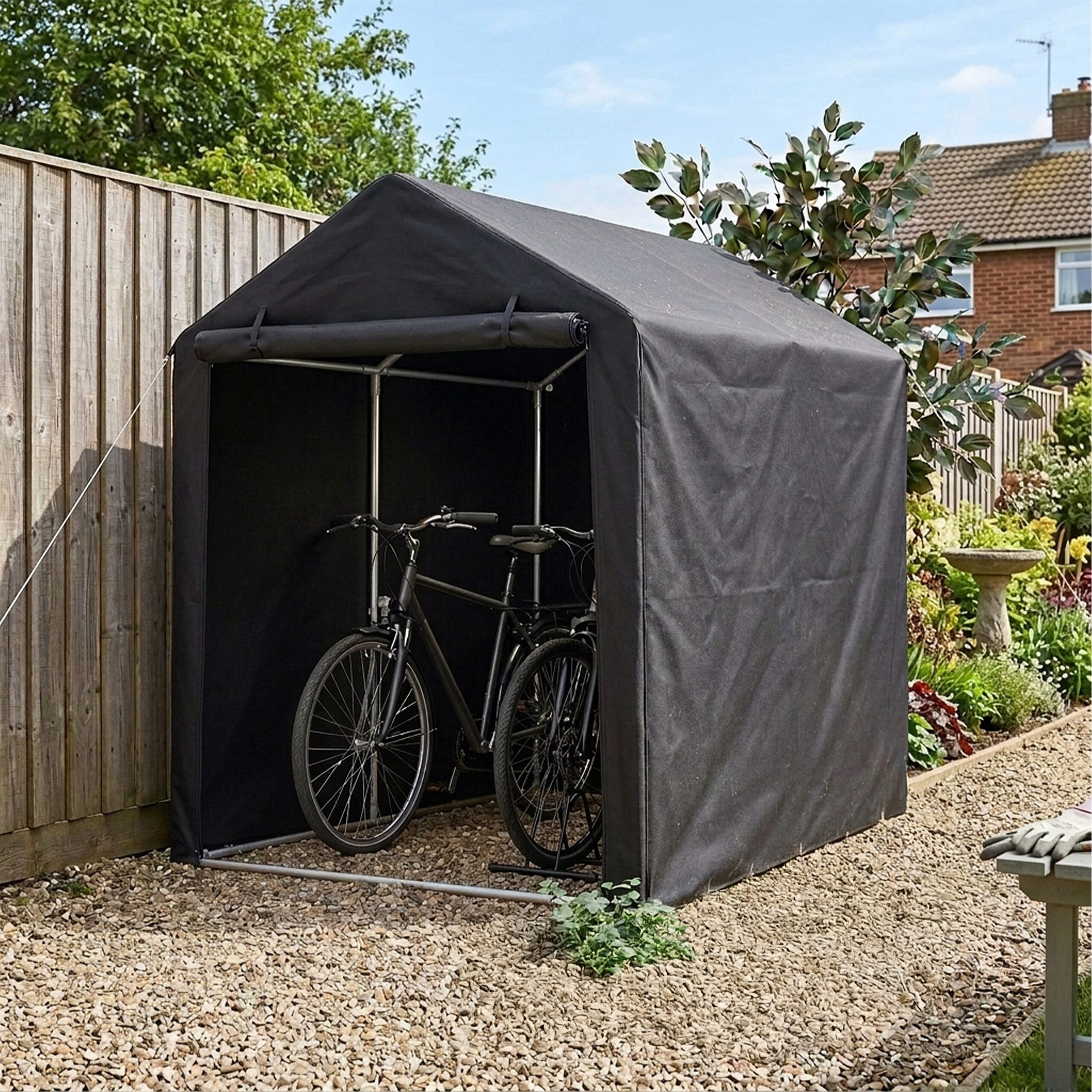 relaxdays Fahrradbox Mobile Fahrradgarage für 2 Fahrräder