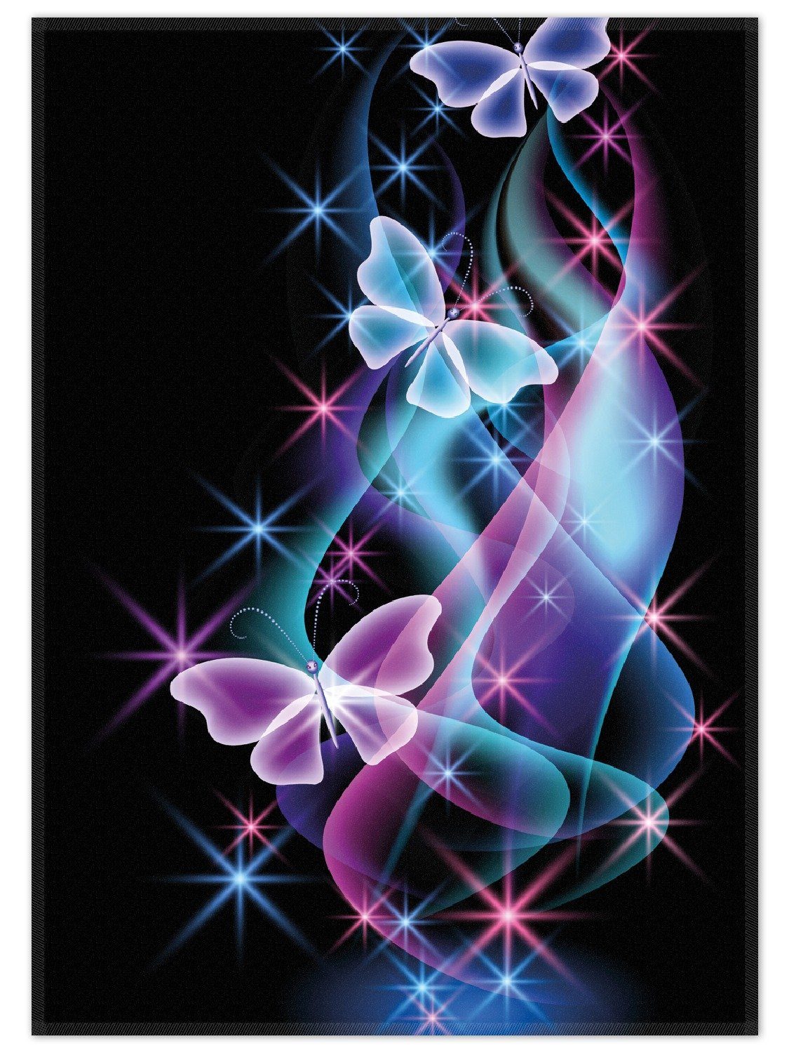 Wallario Teppich Schmetterlinge in bunten, strahlenden Farben, rechteckig, rutschfest