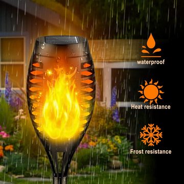 CALIYO LED Solarleuchte Solarleuchten für Außen Garten mit Realistischer Flammeneffekt, IP65, LED fest integriert, Halogen, LED wechselbar, ohne Leuchtmittel, Realistischer Flammeneffekt, IP65 Wasserdicht Solarlampe für Außen, Hinterhöfe, Gärten, Rasen