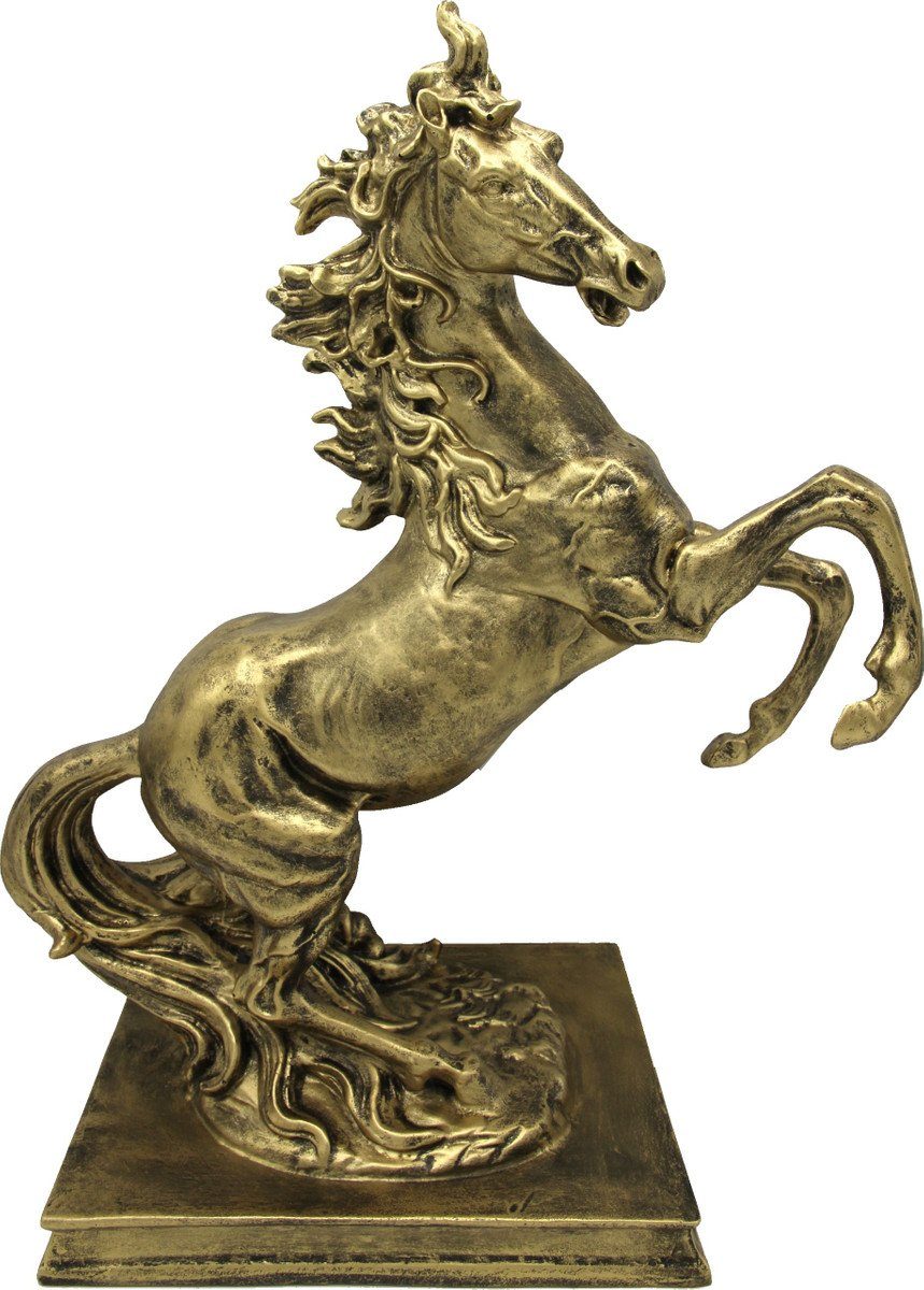 Casa Padrino Dekoobjekt Skulptur Wildes Pferd Gold H 45 x 35 x 20 cm - Figur Dekoration Barock