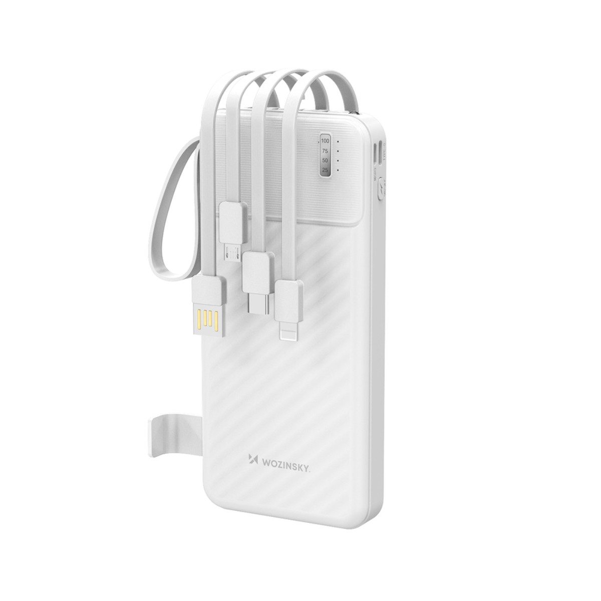 Wozinsky W11 Powerbank 10000 mAh (5 V), Integrierte Kabel, Handyhalterung und LED-Leuchte